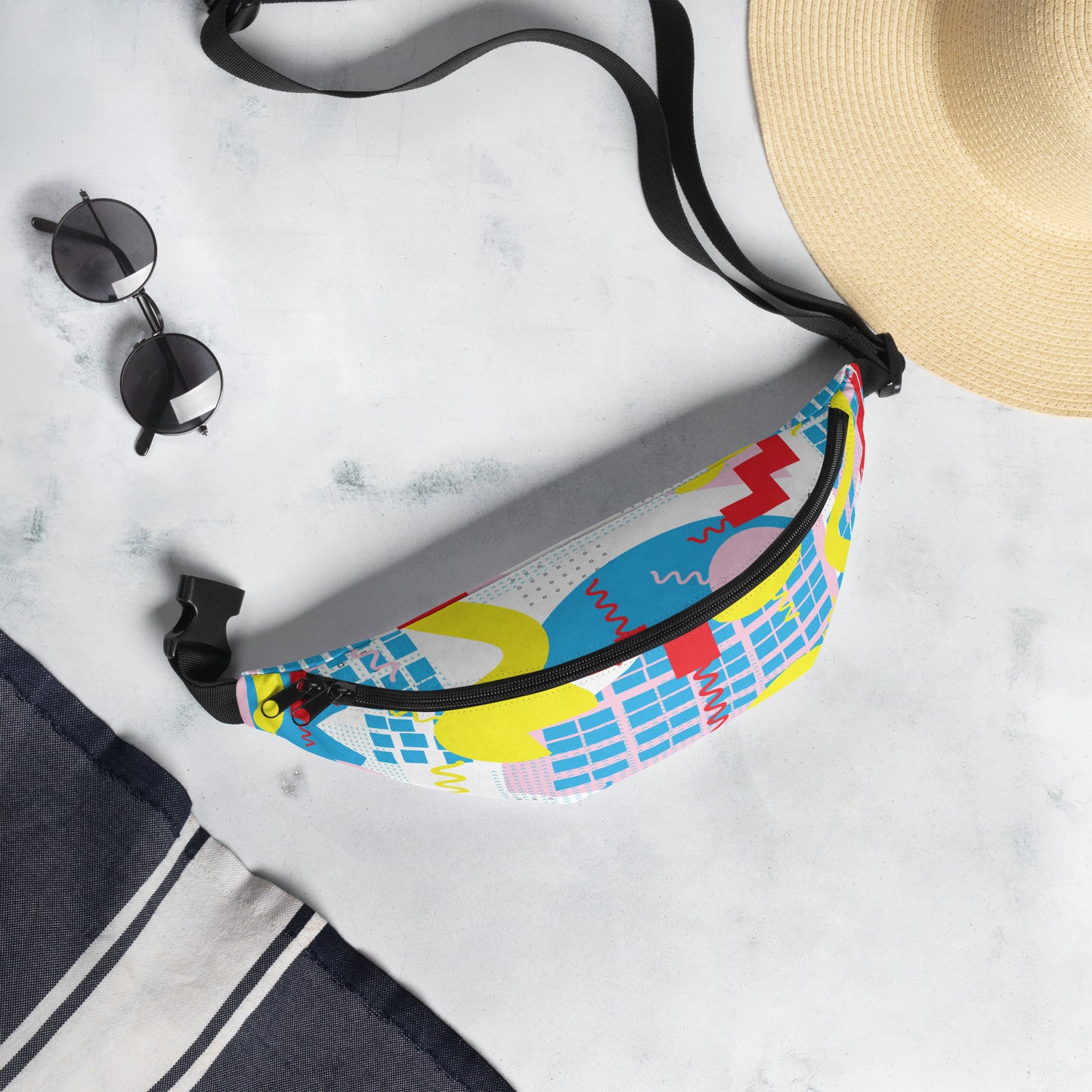Fanny Pack1980 Retro Abstract Graphic Art - Squiggle -