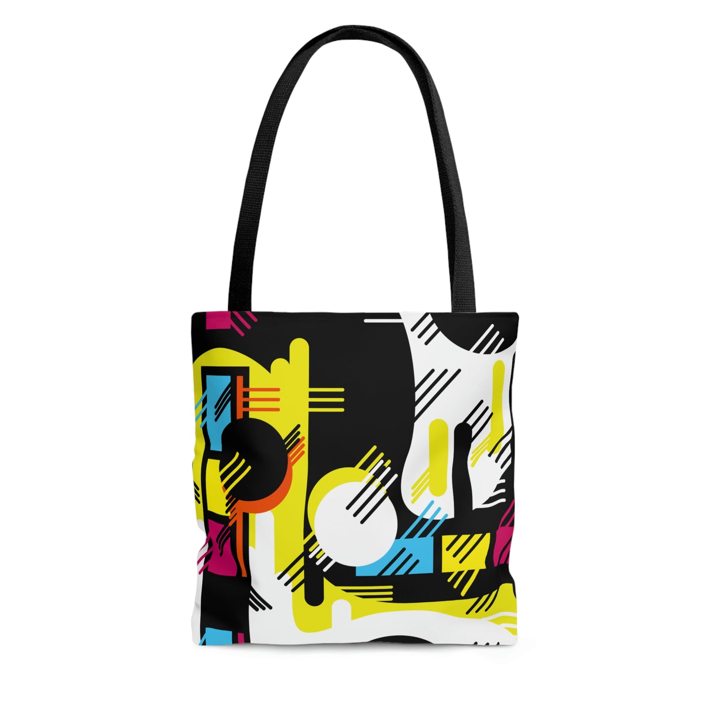 Hot Pink Yellow and Black Retro Inspired 1980s Tote Bag