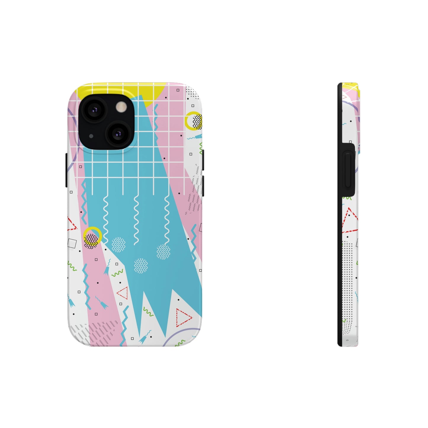 Tough Phone Cases, Case-Mate -80s Retro Abstract Graphic Art - Gridded Pink Blue -