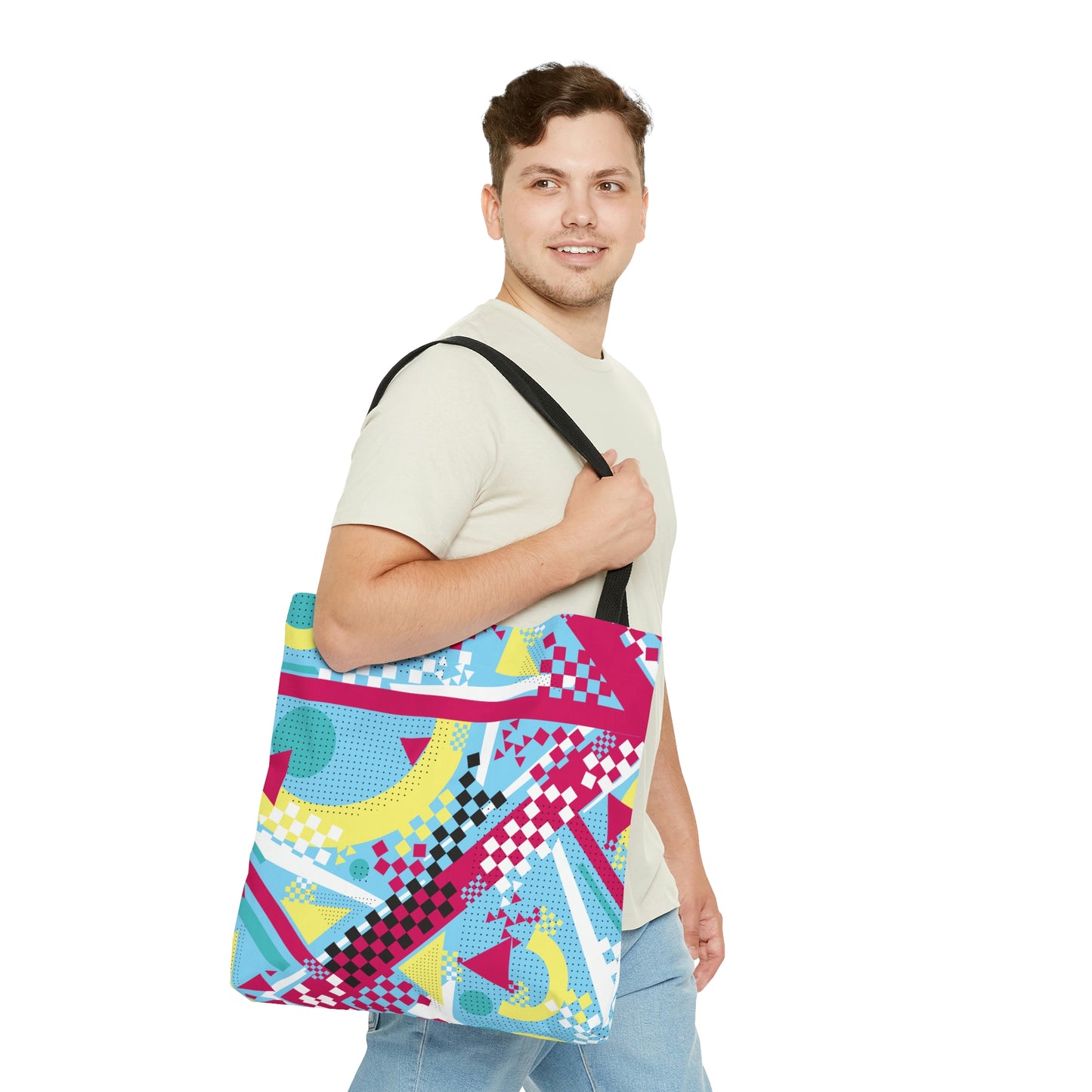 1980s Retro Abstract Graphic Art - Checkered - Tote Bag
