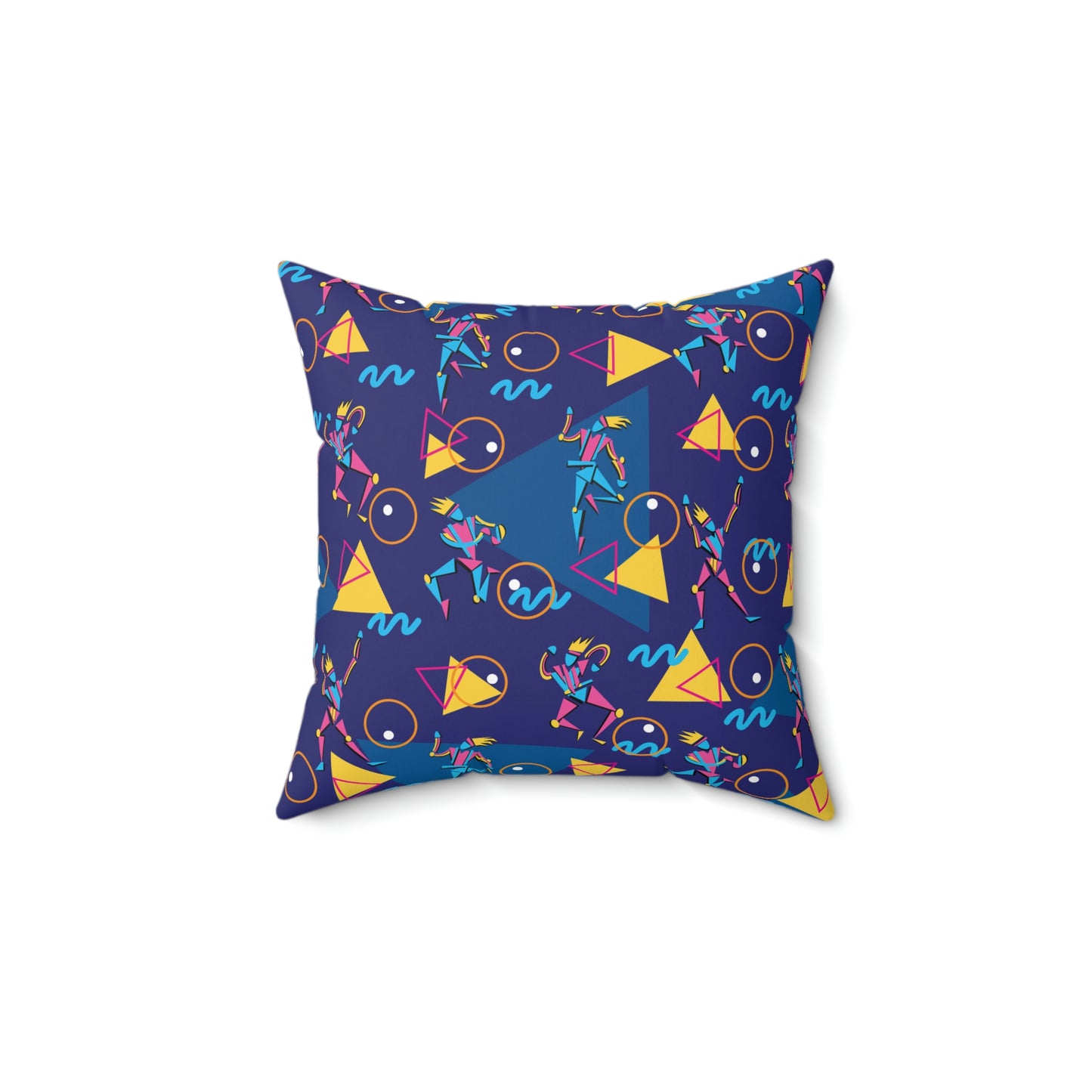 Spun Polyester Square Pillow - 1980 Retro Abstract Graphic Art - Abstract 80s Dancers -
