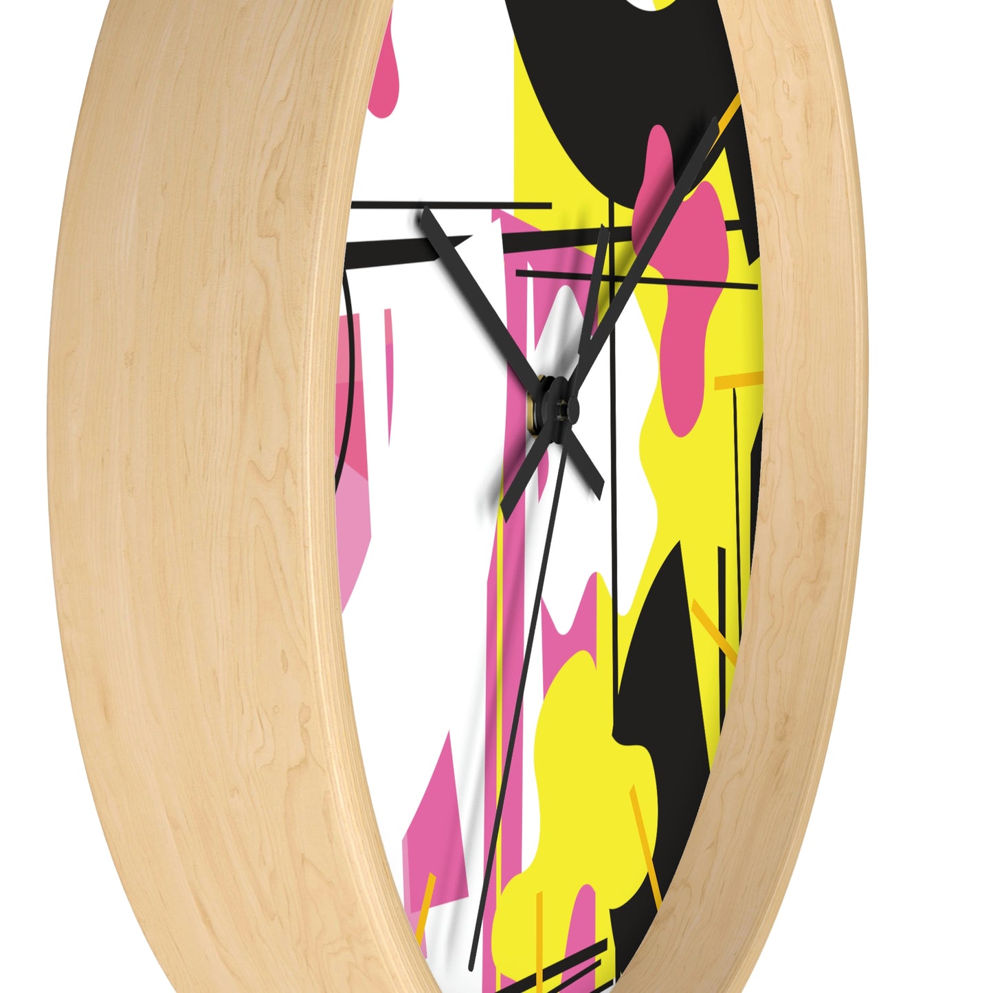Yellow and Pink Retro 1980s Inspired Wall Clock