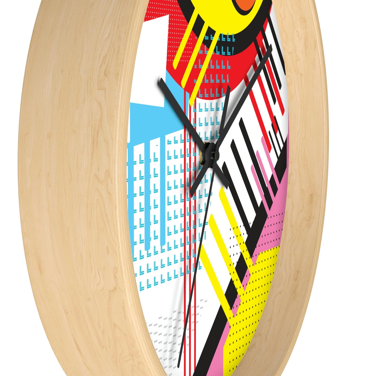 Colorful Retro 1980s Inspired Wall Clock - Eggs and Tines Design
