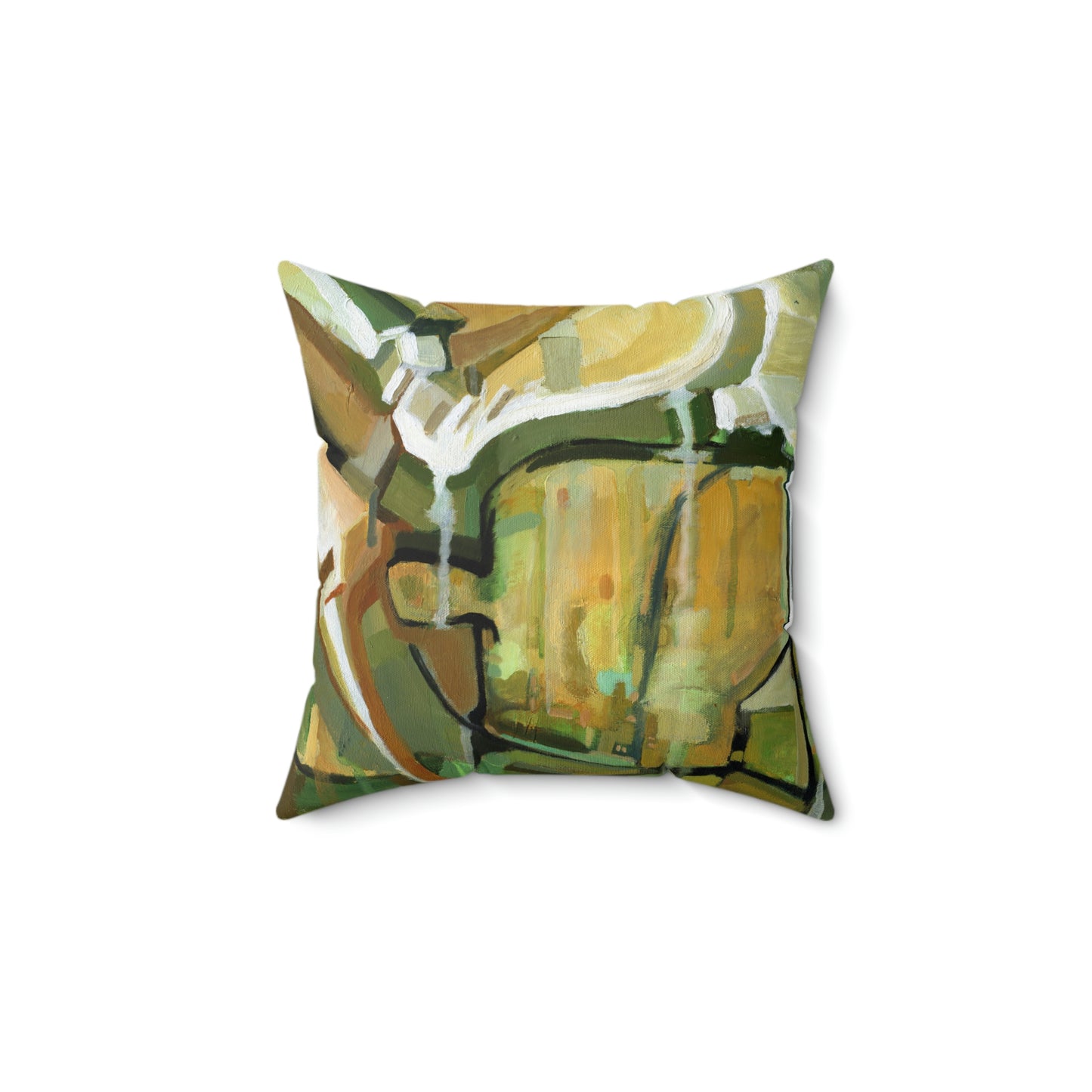 Spun Polyester Square Pillow - Acrylic Abstract Green Room Design