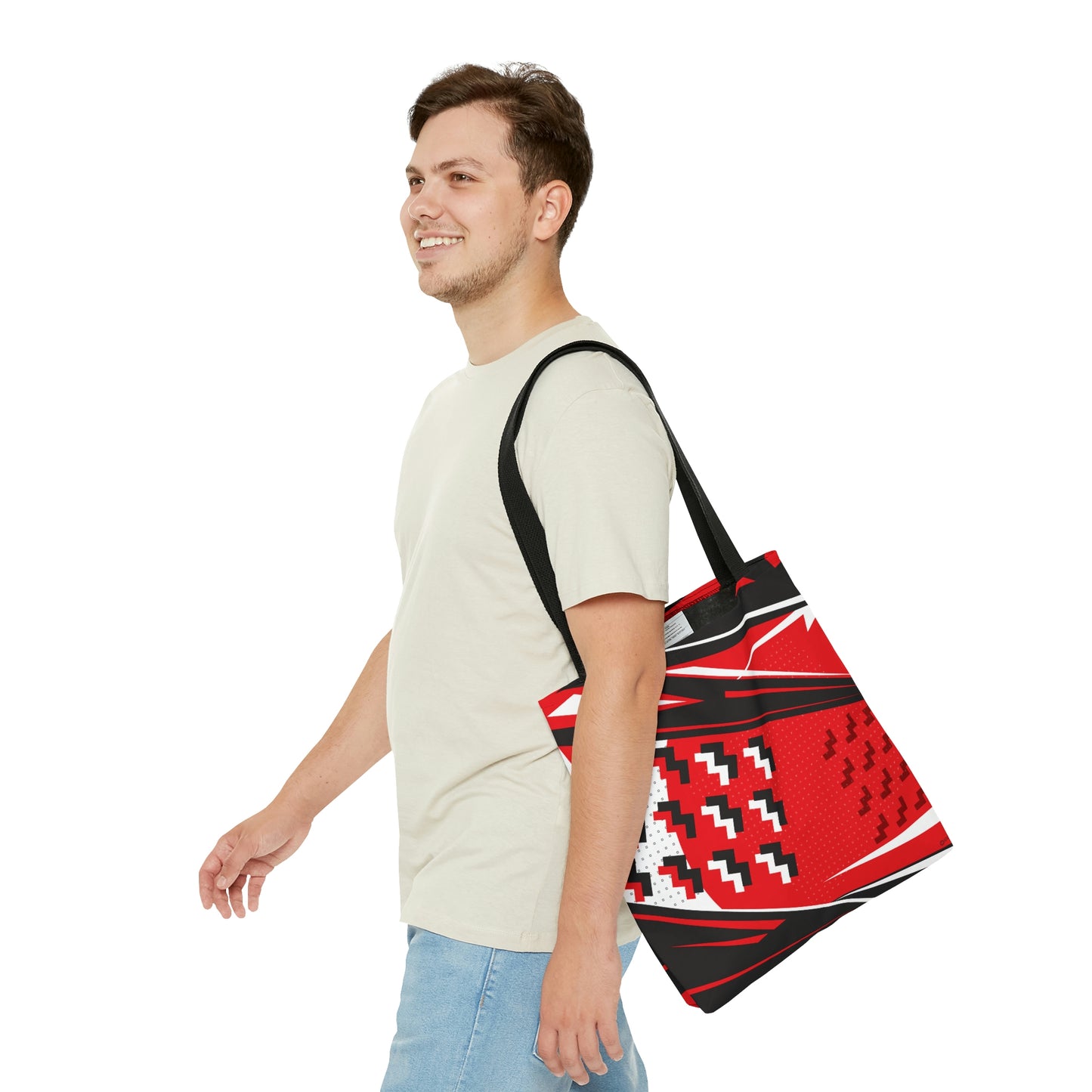 Red Geometric 1980s Retro Inspired Tote Bag