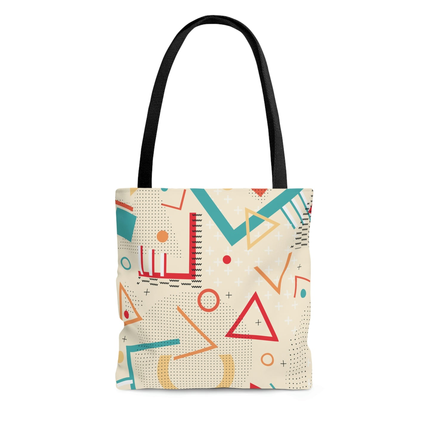 1980s Retro Abstract Graphic Art - Triangles and Circles - Tote Bag