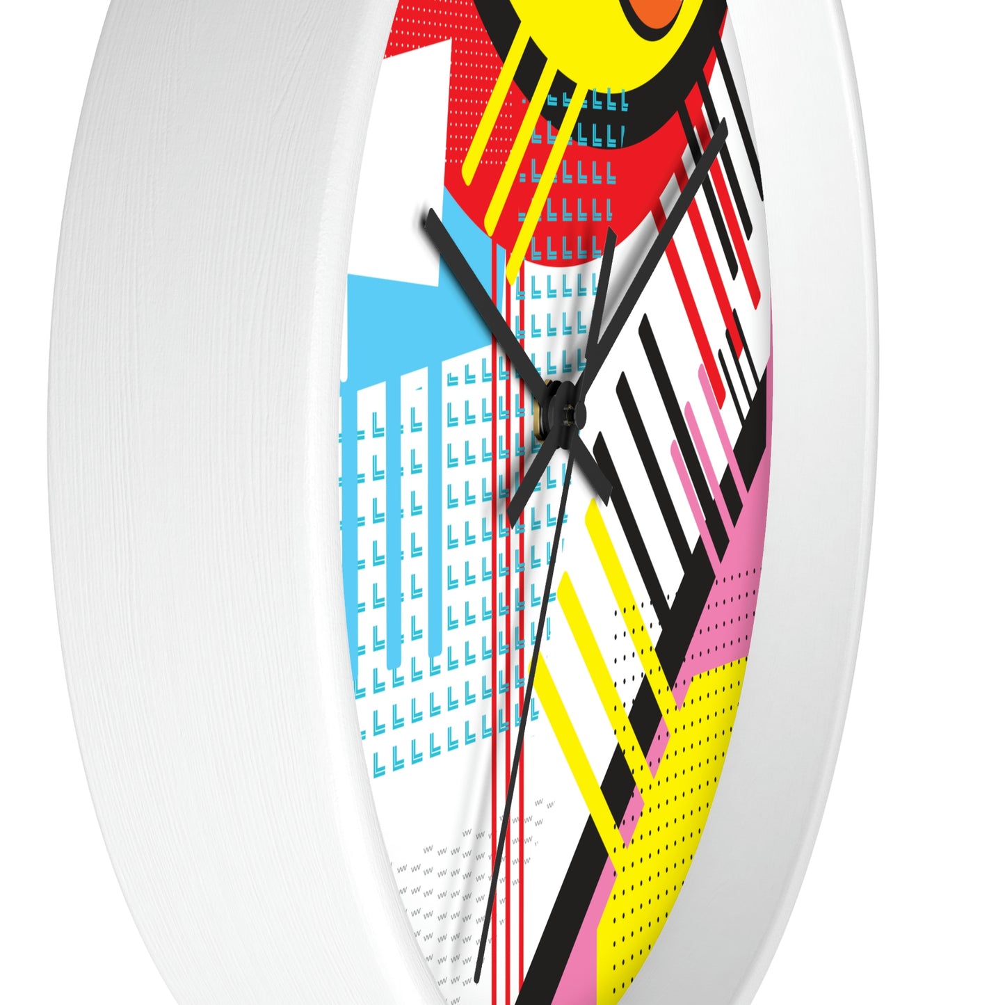 Colorful Retro 1980s Inspired Wall Clock - Eggs and Tines Design