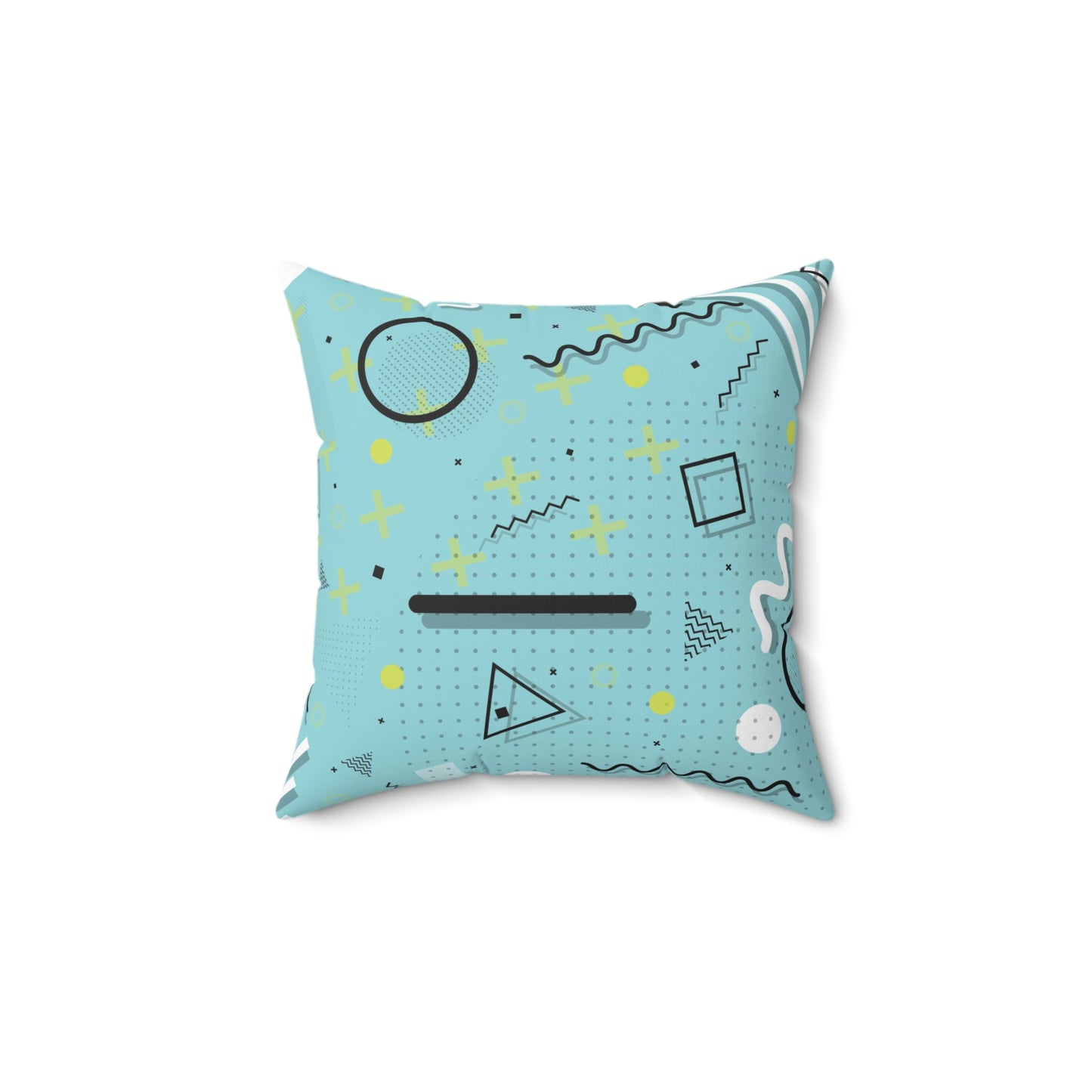 Spun Polyester Square Pillow - 1980 Retro Abstract Graphic Art - Blue Yellow Plus