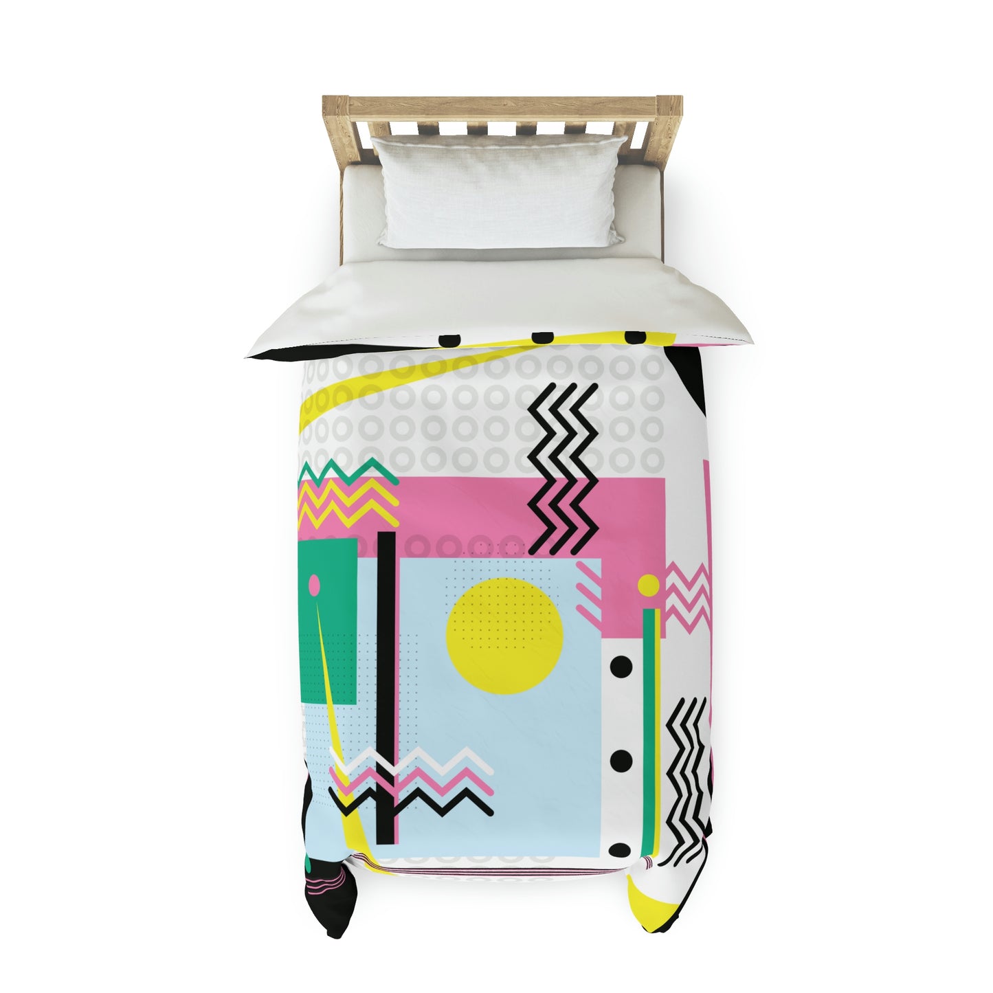 1980s Retro Graphic Art Abstract - Sunset Over Zig Zag - Duvet Cover