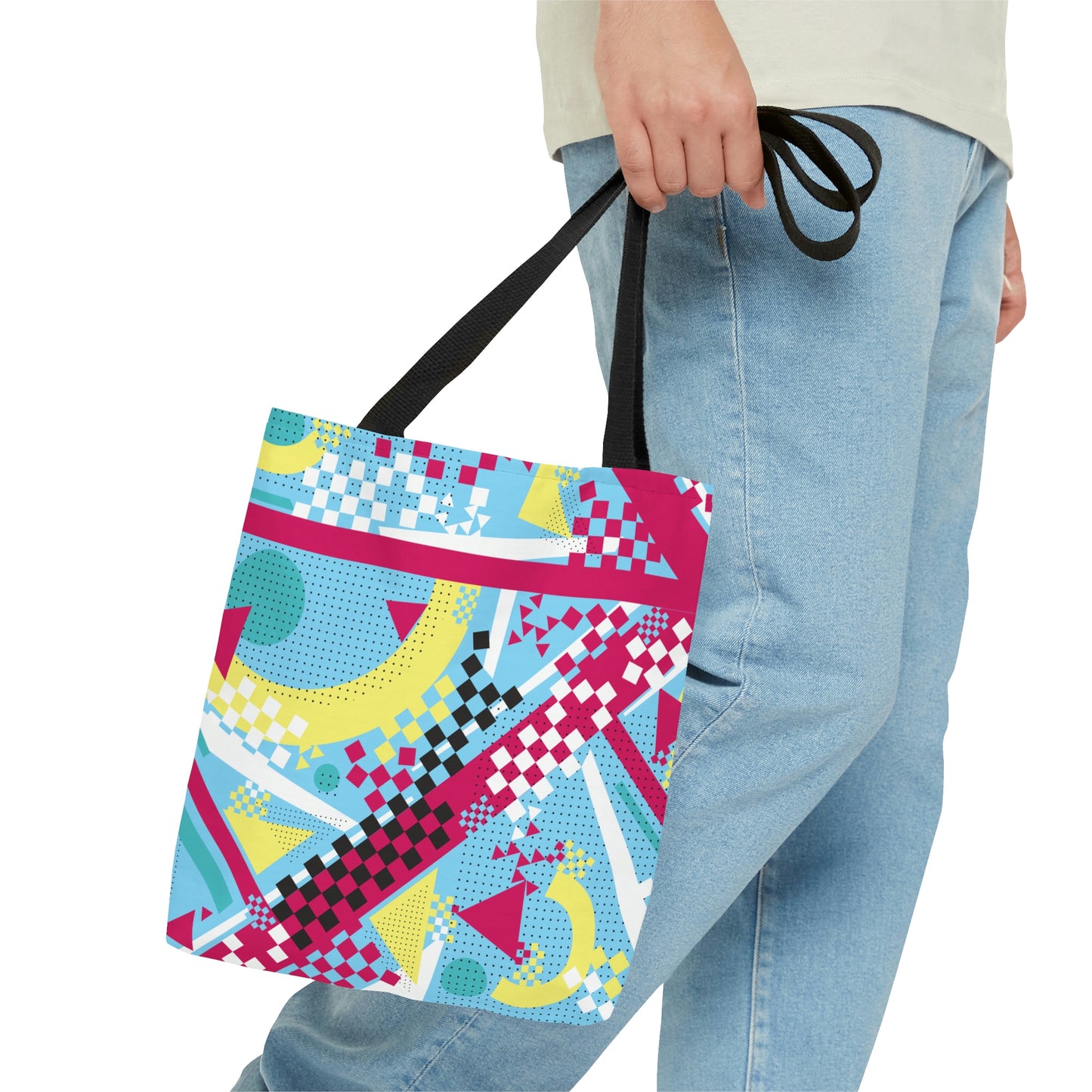 1980s Retro Abstract Graphic Art - Checkered - Tote Bag