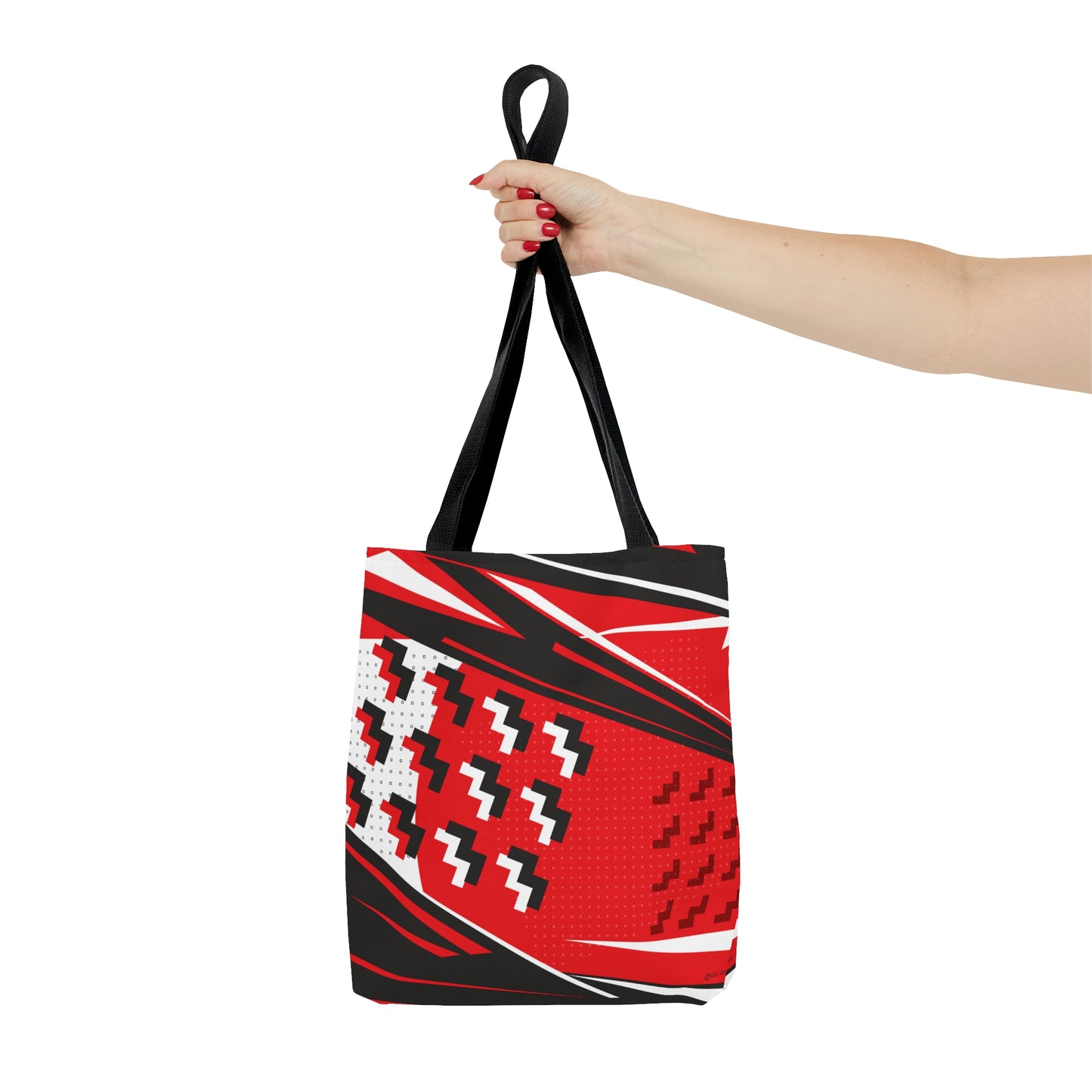Red Geometric 1980s Retro Inspired Tote Bag
