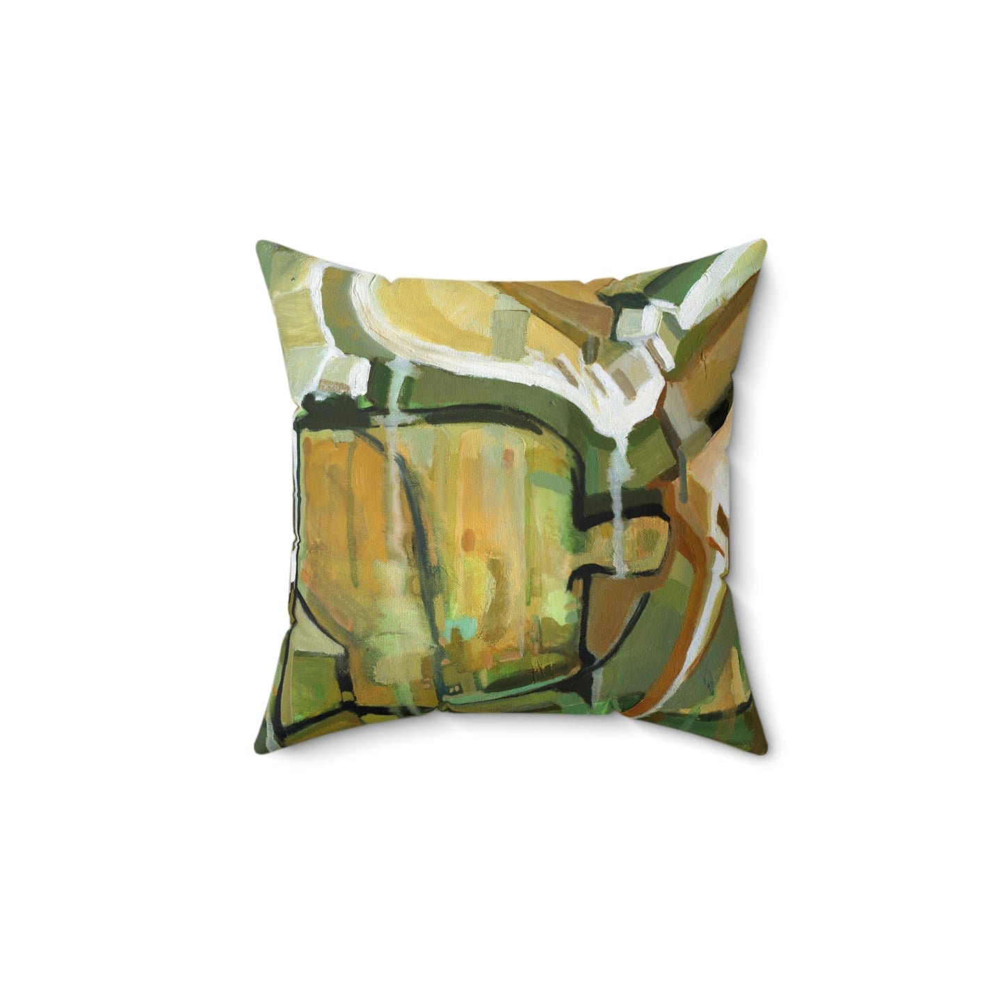 Spun Polyester Square Pillow - Acrylic Abstract Green Room Design