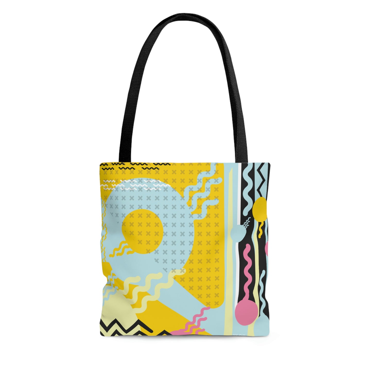1980s Retro Abstract Graphic Art - Yellow - AOP Tote Bag