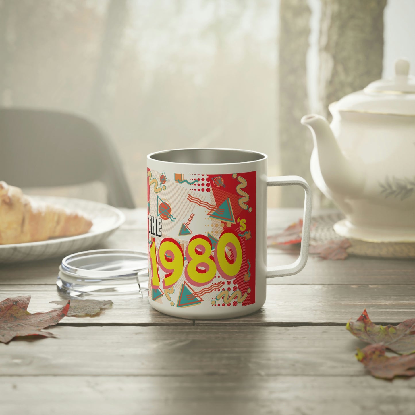 I Heart the 1980s Abstract Graphic Art Red Sushi Insulated Coffee Mug, 10oz