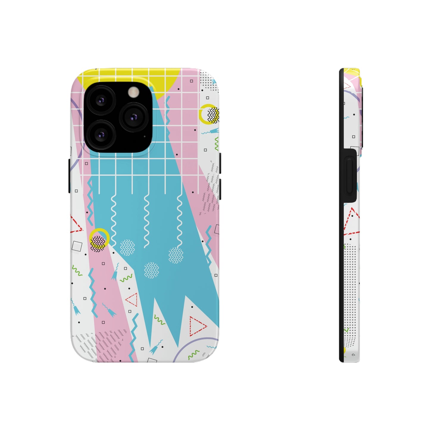 Tough Phone Cases, Case-Mate -80s Retro Abstract Graphic Art - Gridded Pink Blue -