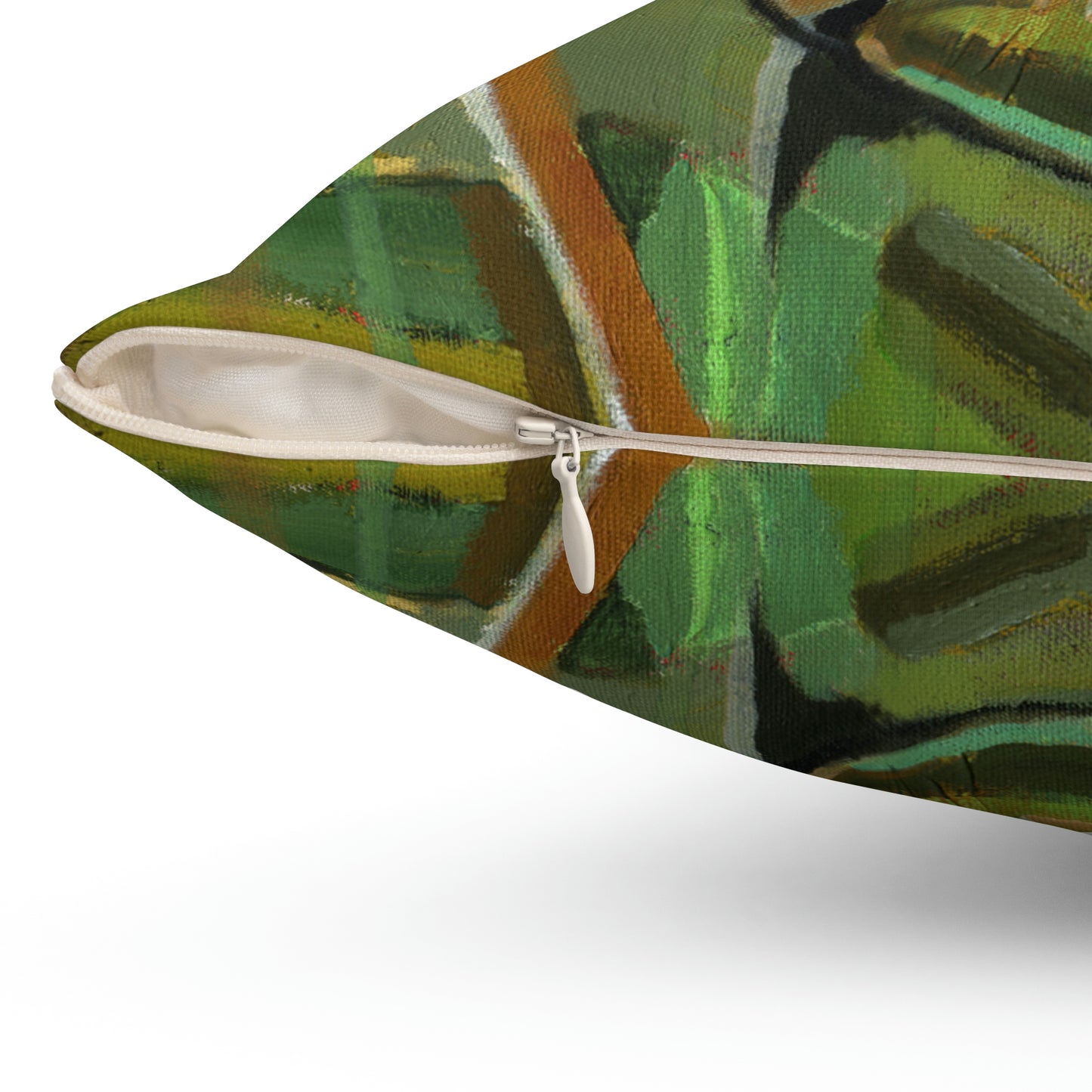 Spun Polyester Square Pillow - Acrylic Abstract Green Room Design