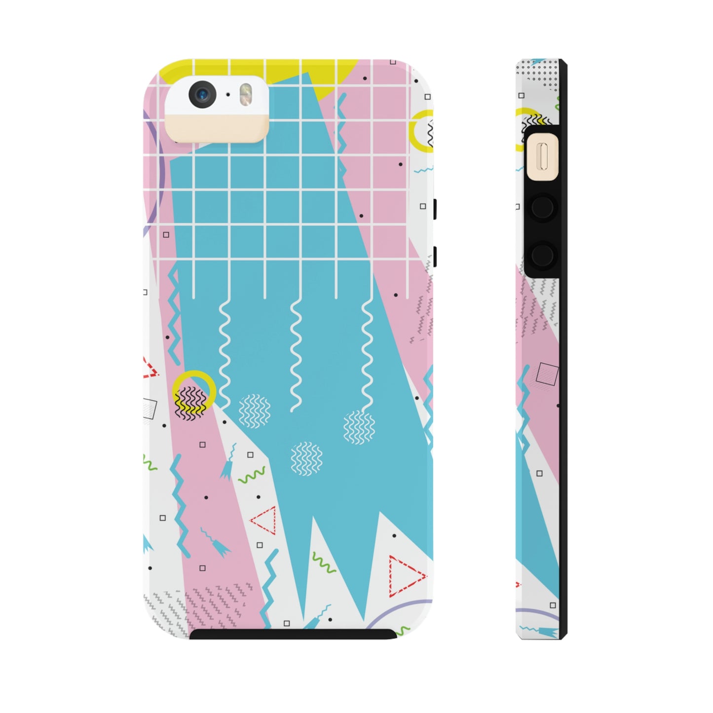 Tough Phone Cases, Case-Mate -80s Retro Abstract Graphic Art - Gridded Pink Blue -