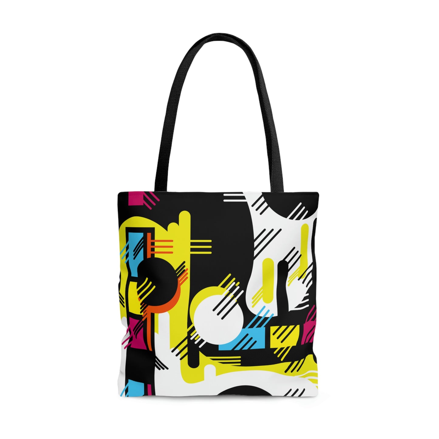 Hot Pink Yellow and Black Retro Inspired 1980s Tote Bag