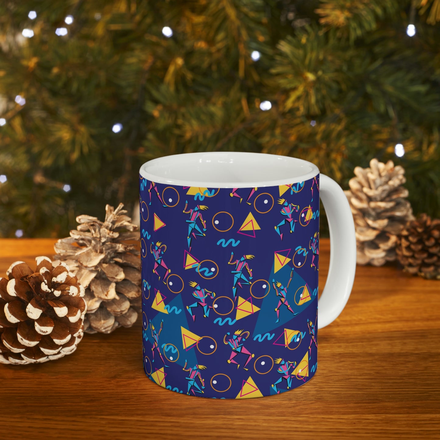 Ceramic Mug 11oz - 1980 Retro Graphic Abstract Design - 80s Dancers