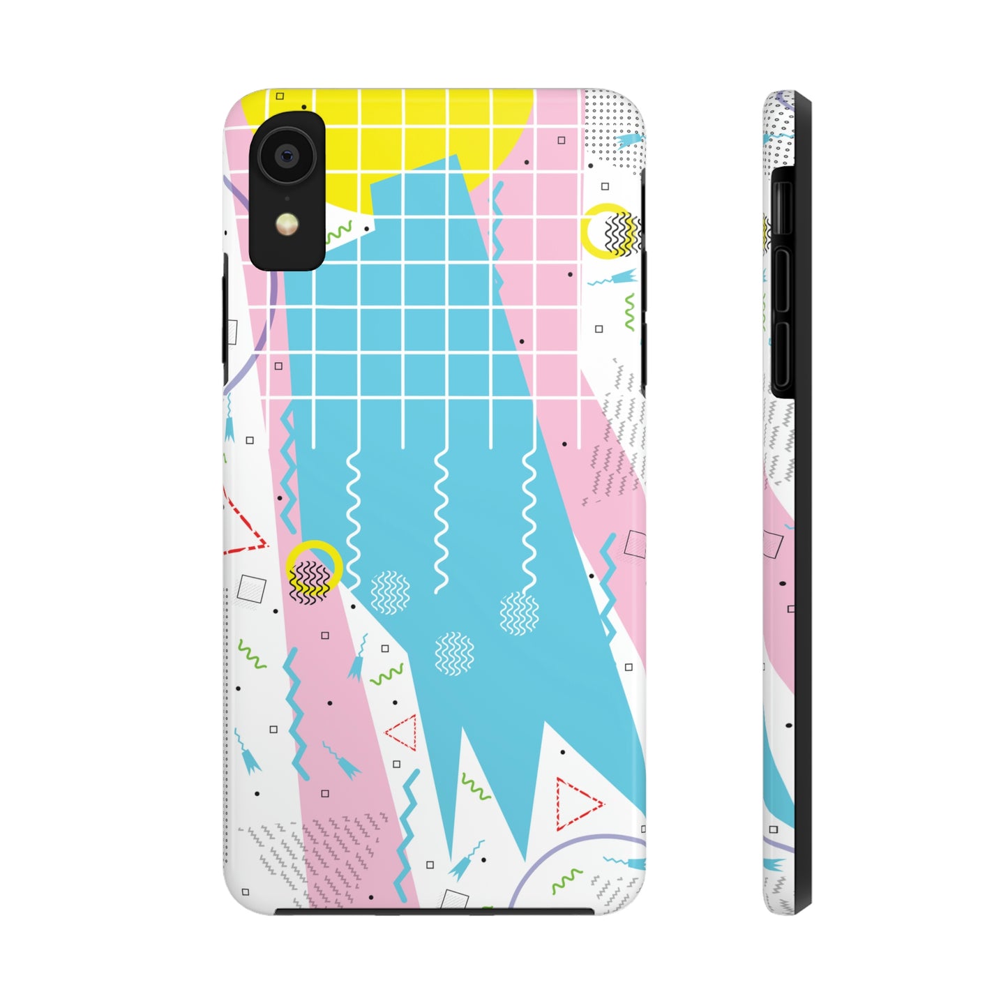 Tough Phone Cases, Case-Mate -80s Retro Abstract Graphic Art - Gridded Pink Blue -