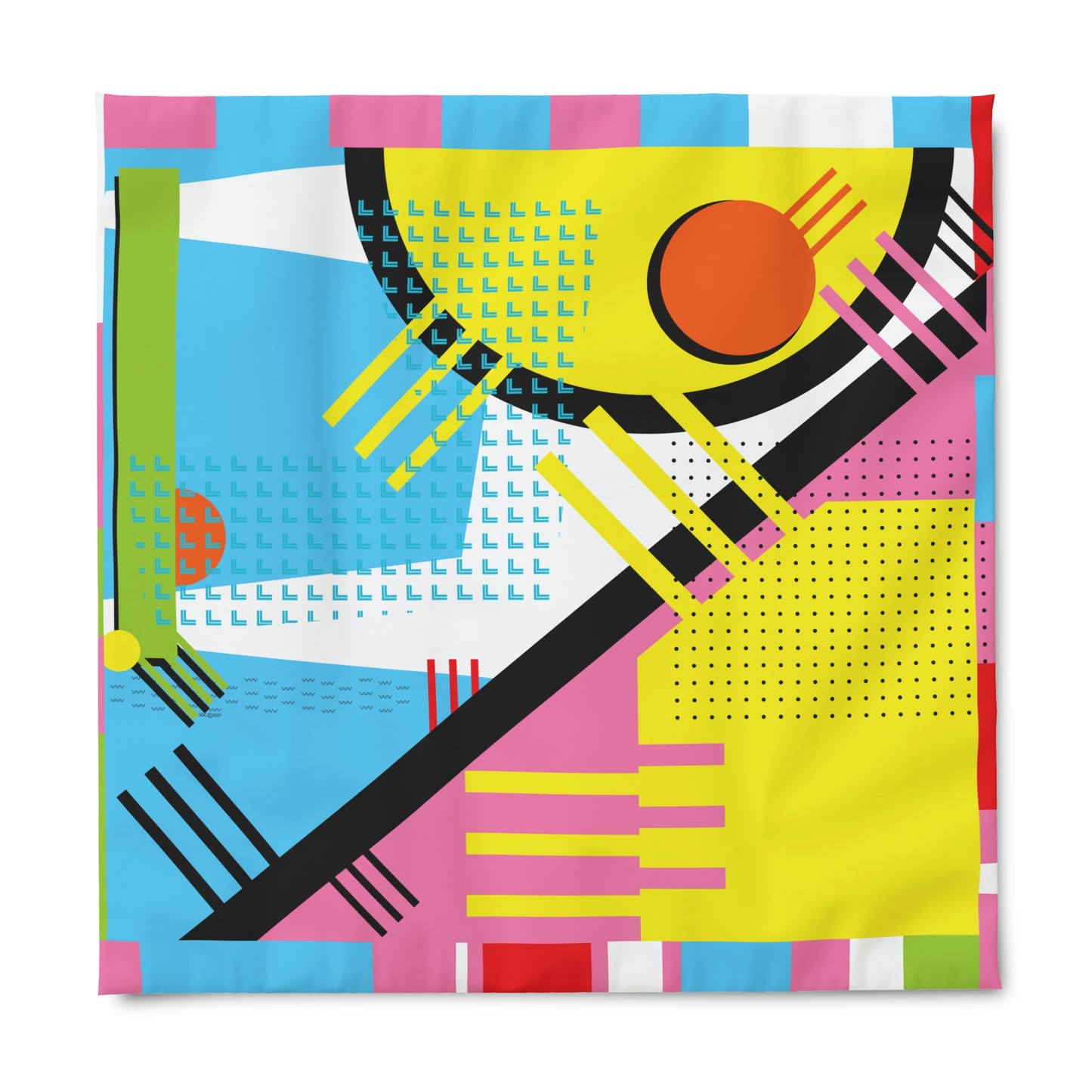 1980s Retro Graphic Art Abstract - Eggs and Tines - Duvet Cover