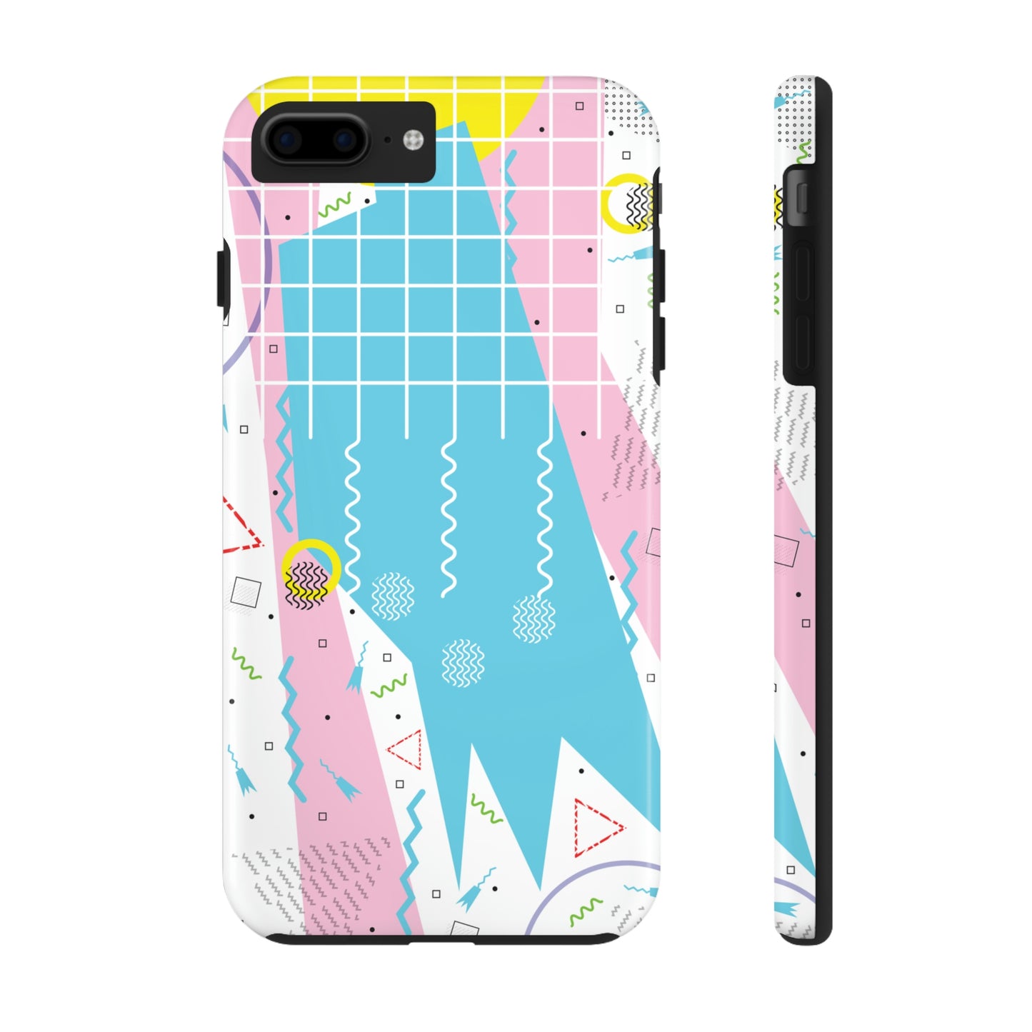 Tough Phone Cases, Case-Mate -80s Retro Abstract Graphic Art - Gridded Pink Blue -