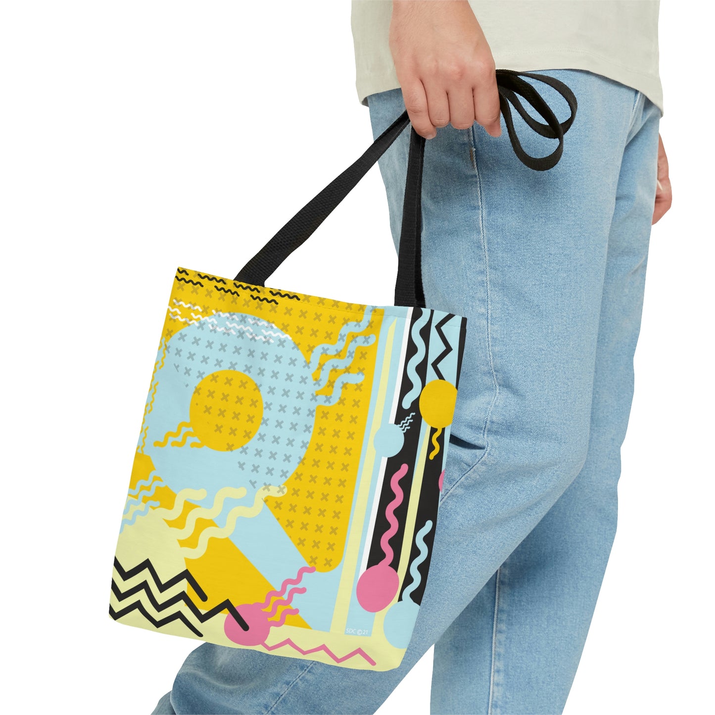 1980s Retro Abstract Graphic Art - Yellow - AOP Tote Bag