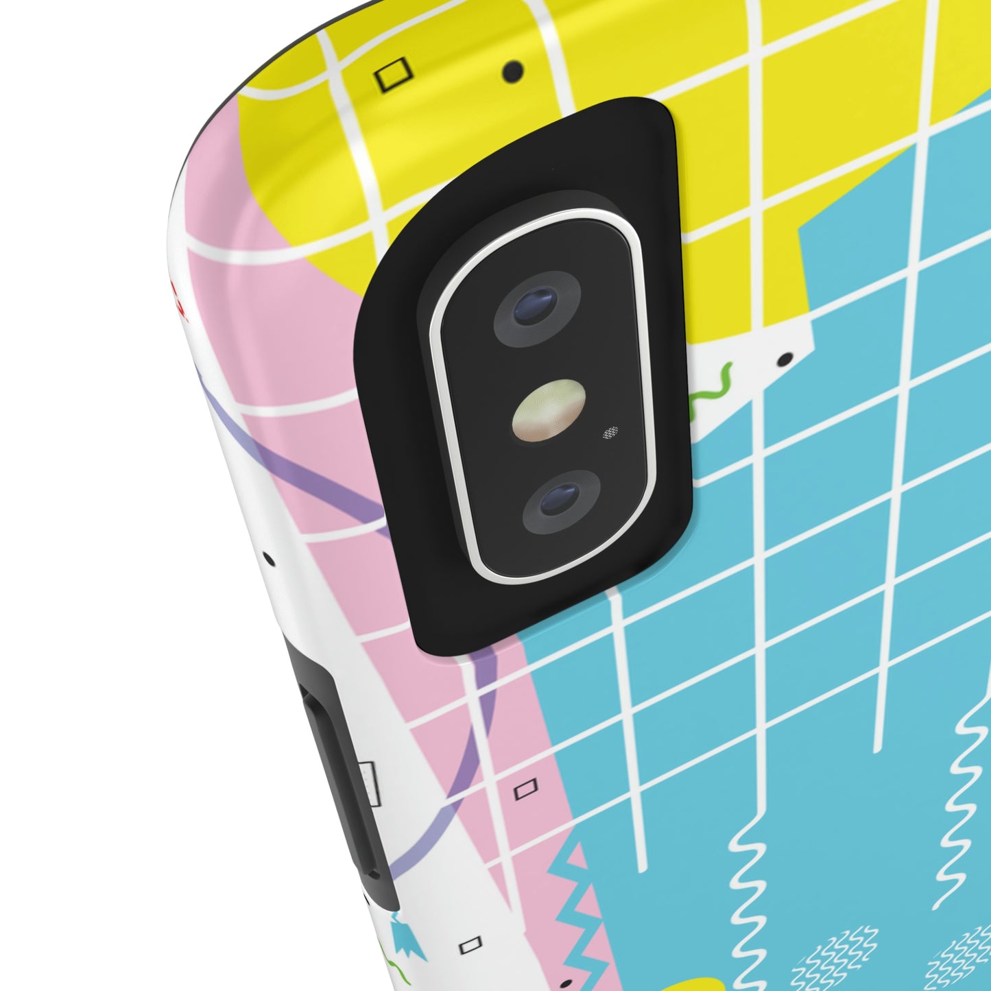 Tough Phone Cases, Case-Mate -80s Retro Abstract Graphic Art - Gridded Pink Blue -