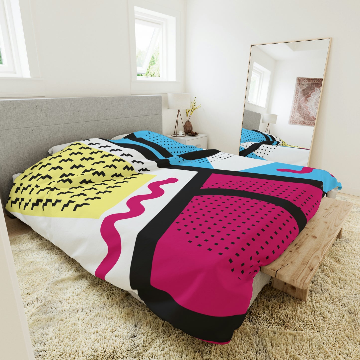 1980s Retro Graphic Art Abstract - Tick Tack Triangle - Duvet Cover