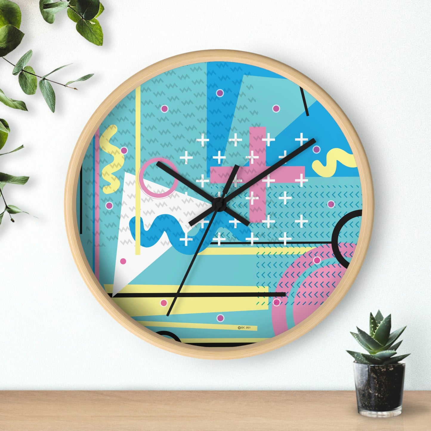 Pastel Abstract Wall Clock - 1980s Inspired Design