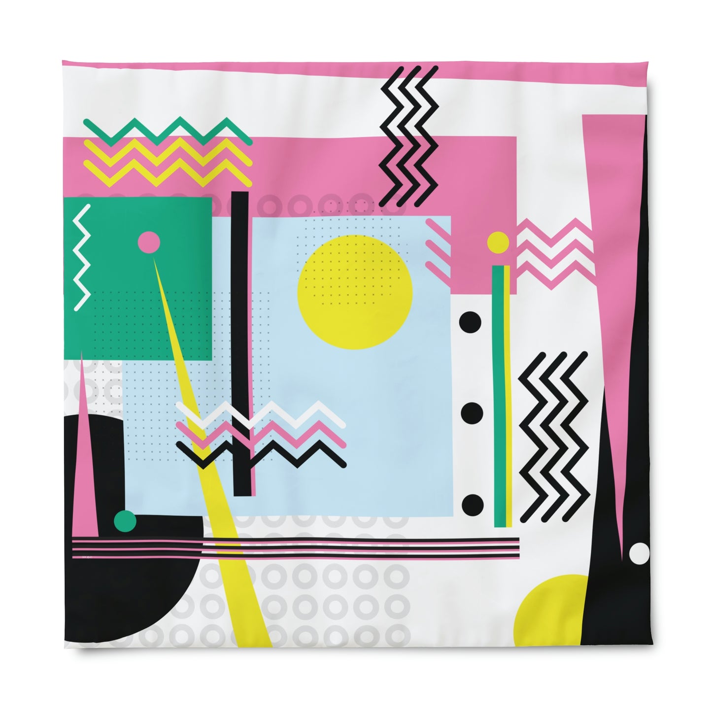 1980s Retro Graphic Art Abstract - Sunset Over Zig Zag - Duvet Cover