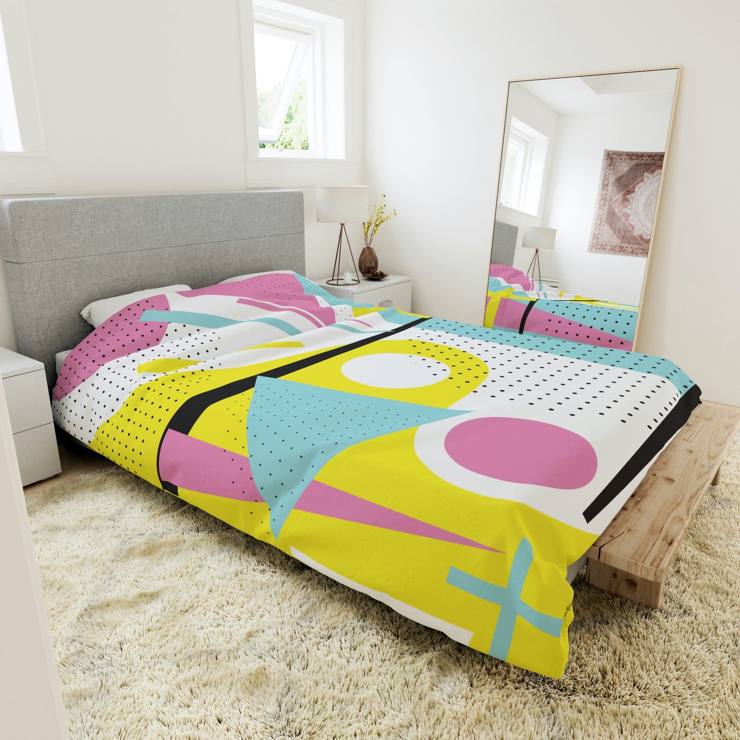 1980s Retro Graphic Art Abstract - Pastels - Duvet Cover