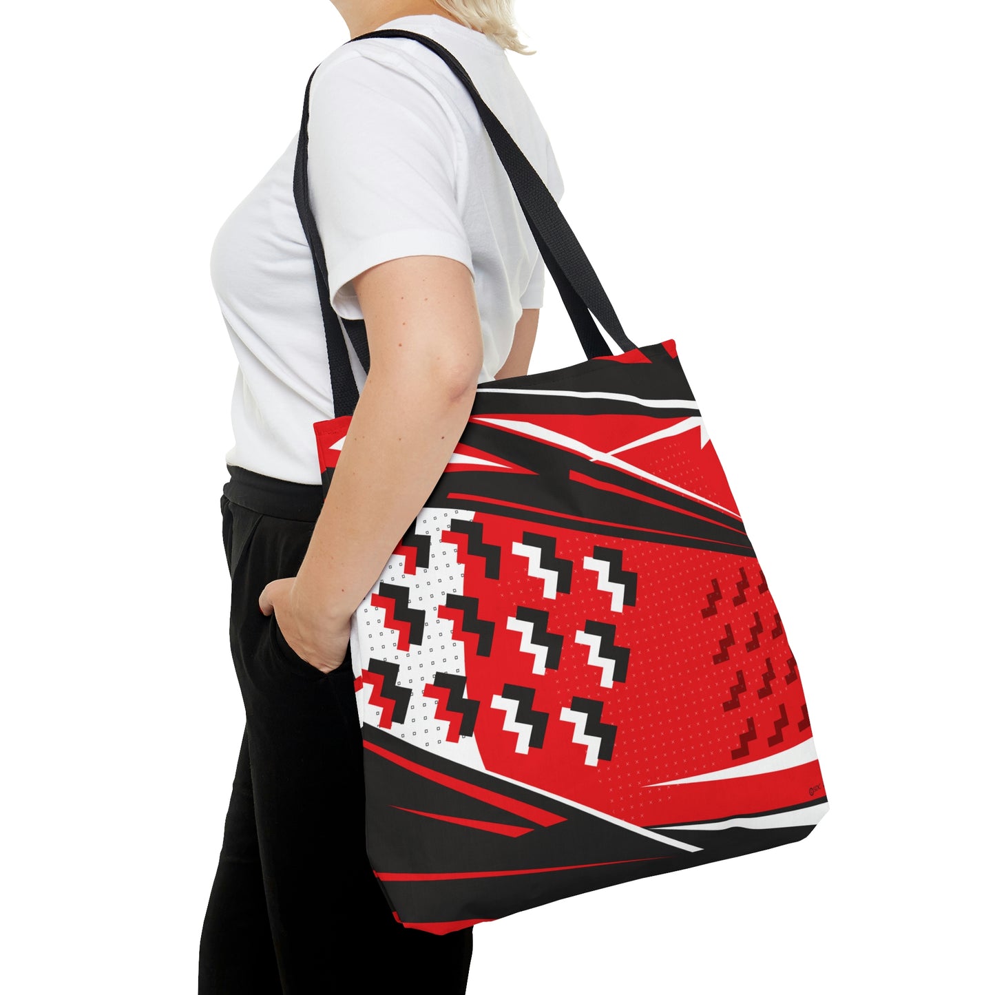 Red Geometric 1980s Retro Inspired Tote Bag