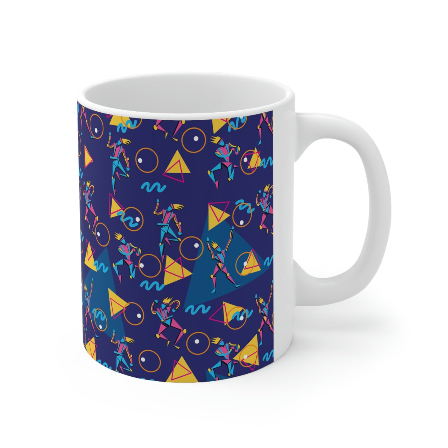 Ceramic Mug 11oz - 1980 Retro Graphic Abstract Design - 80s Dancers