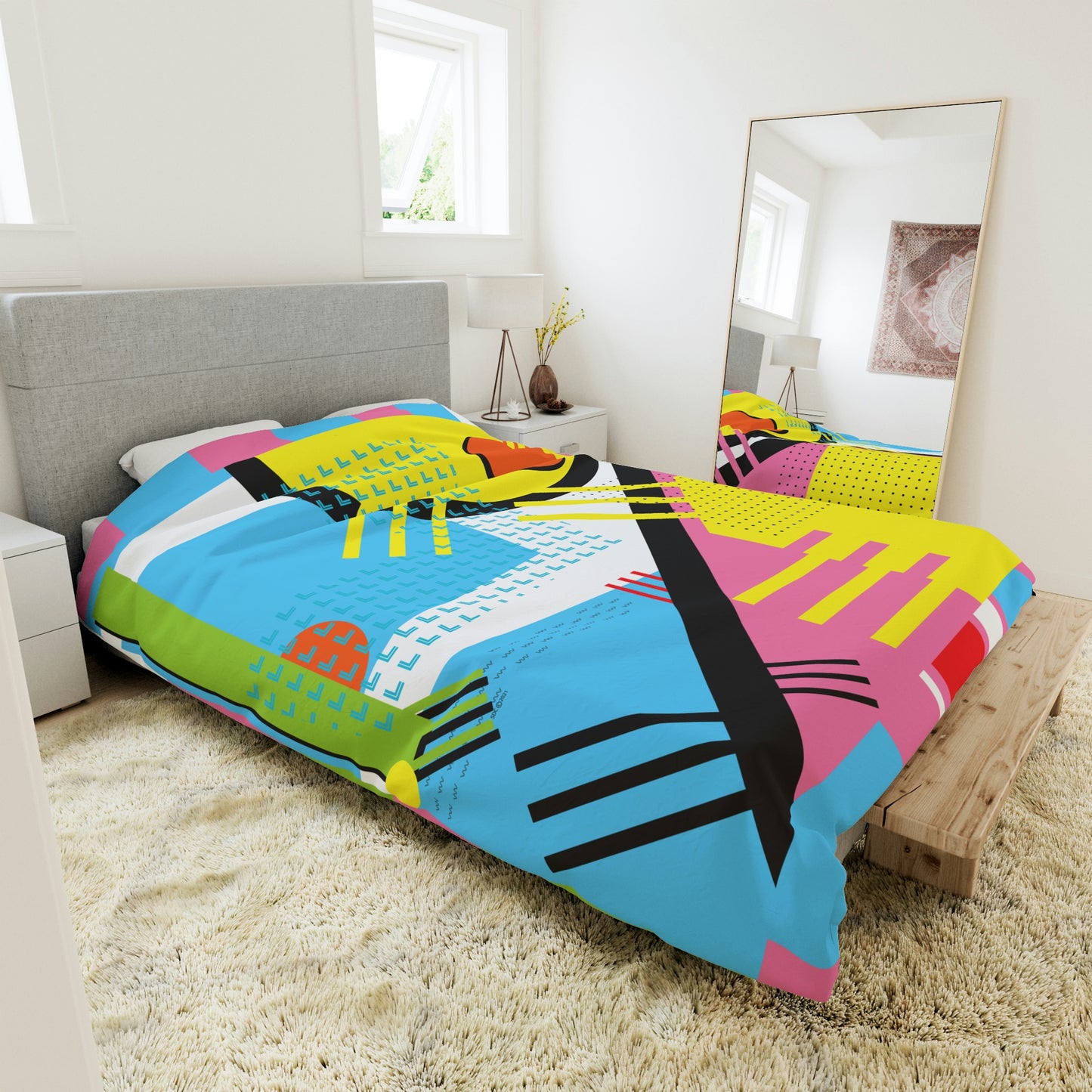 1980s Retro Graphic Art Abstract - Eggs and Tines - Duvet Cover