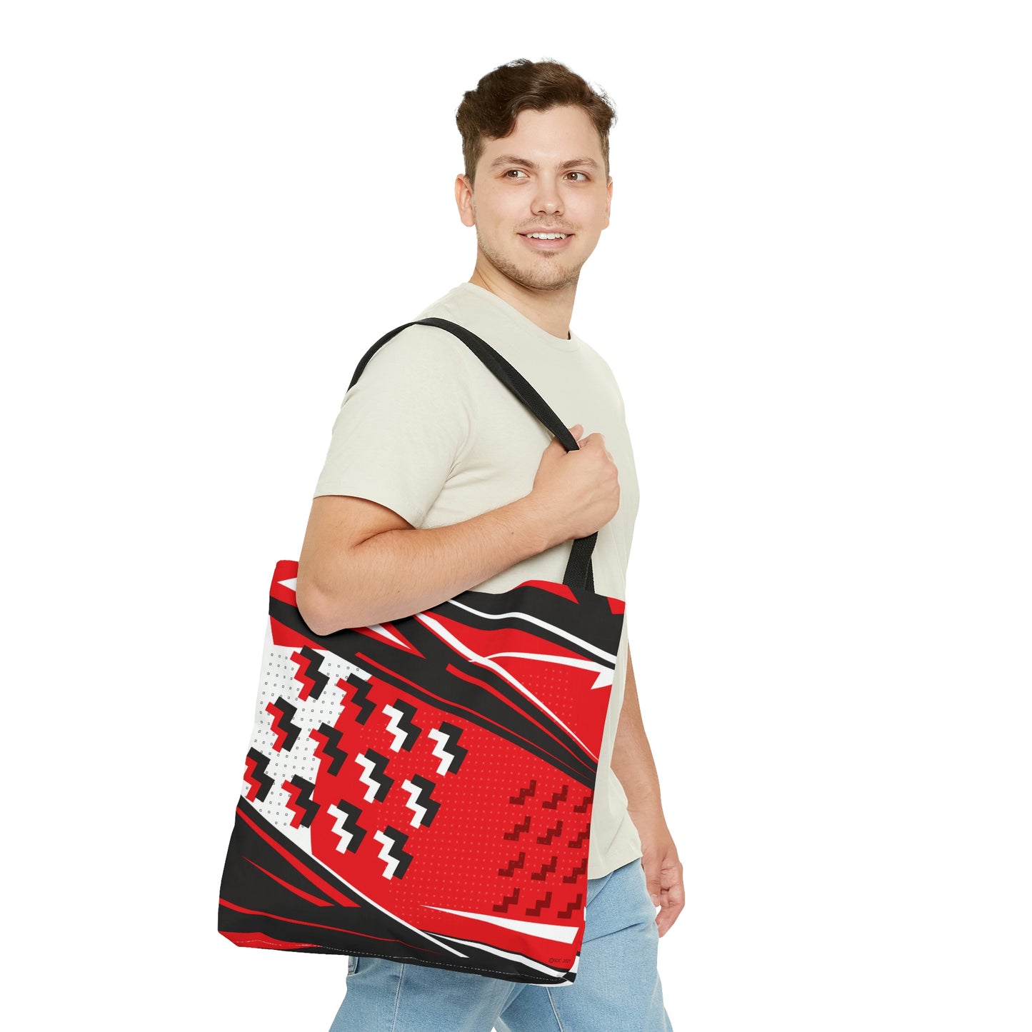 Red Geometric 1980s Retro Inspired Tote Bag