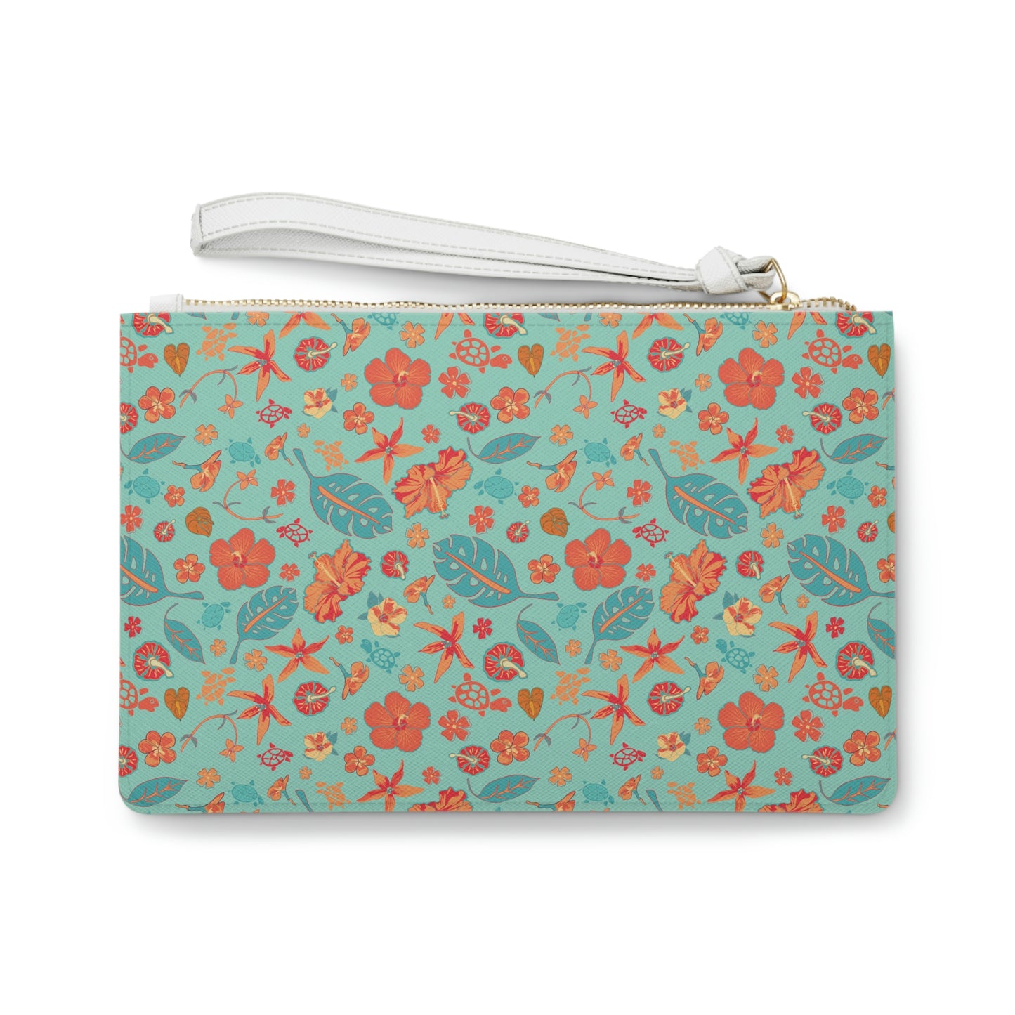 Clutch Bag Tropical Floral Print -Flowers and Turtles -