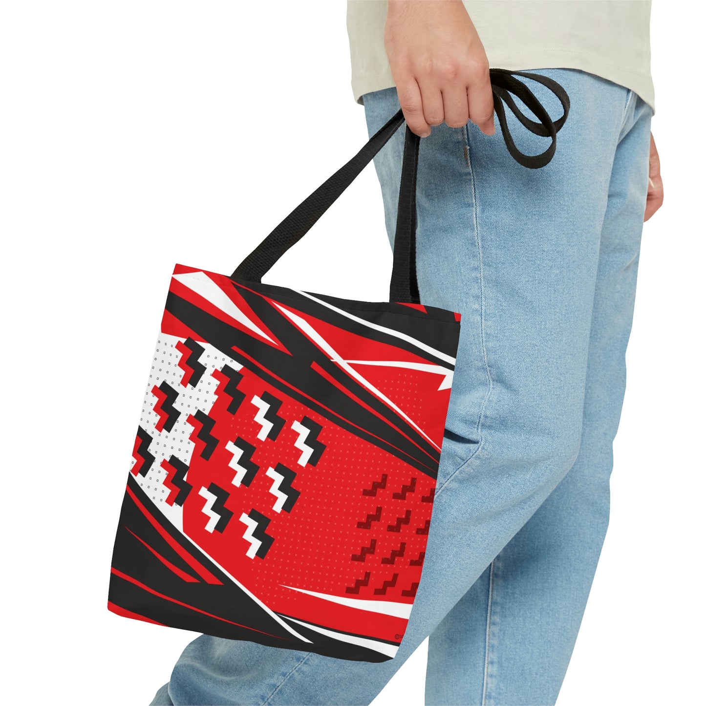 Red Geometric 1980s Retro Inspired Tote Bag