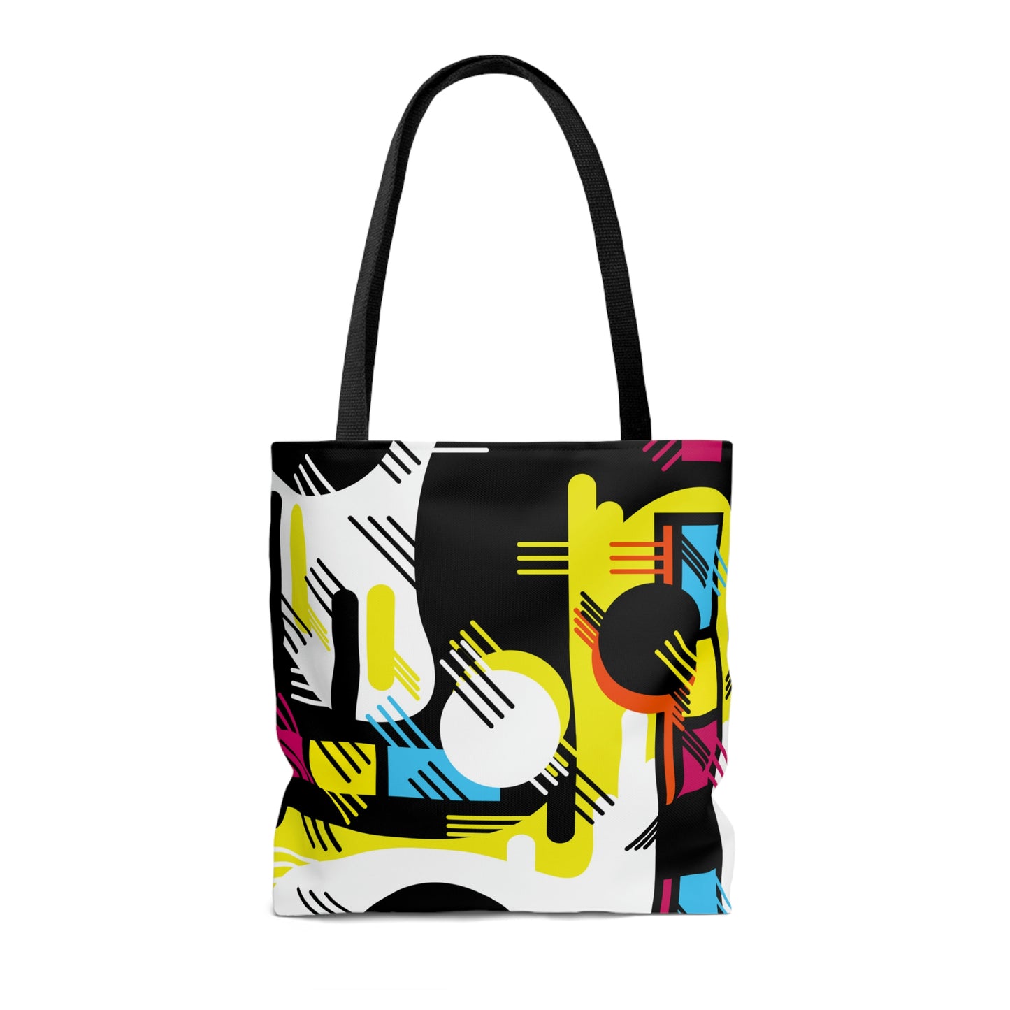 Hot Pink Yellow and Black Retro Inspired 1980s Tote Bag