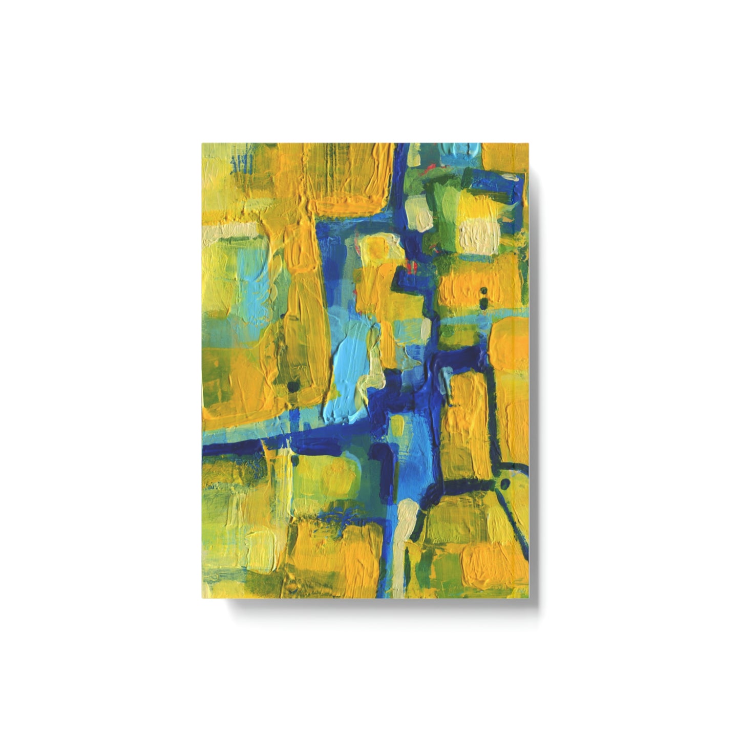 Acrylic Abstract Blues and Yellows - Hard Backed Journal