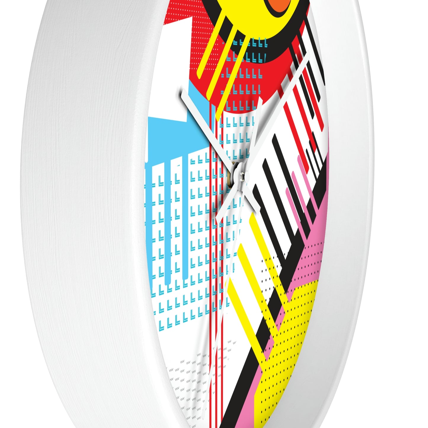 Colorful Retro 1980s Inspired Wall Clock - Eggs and Tines Design