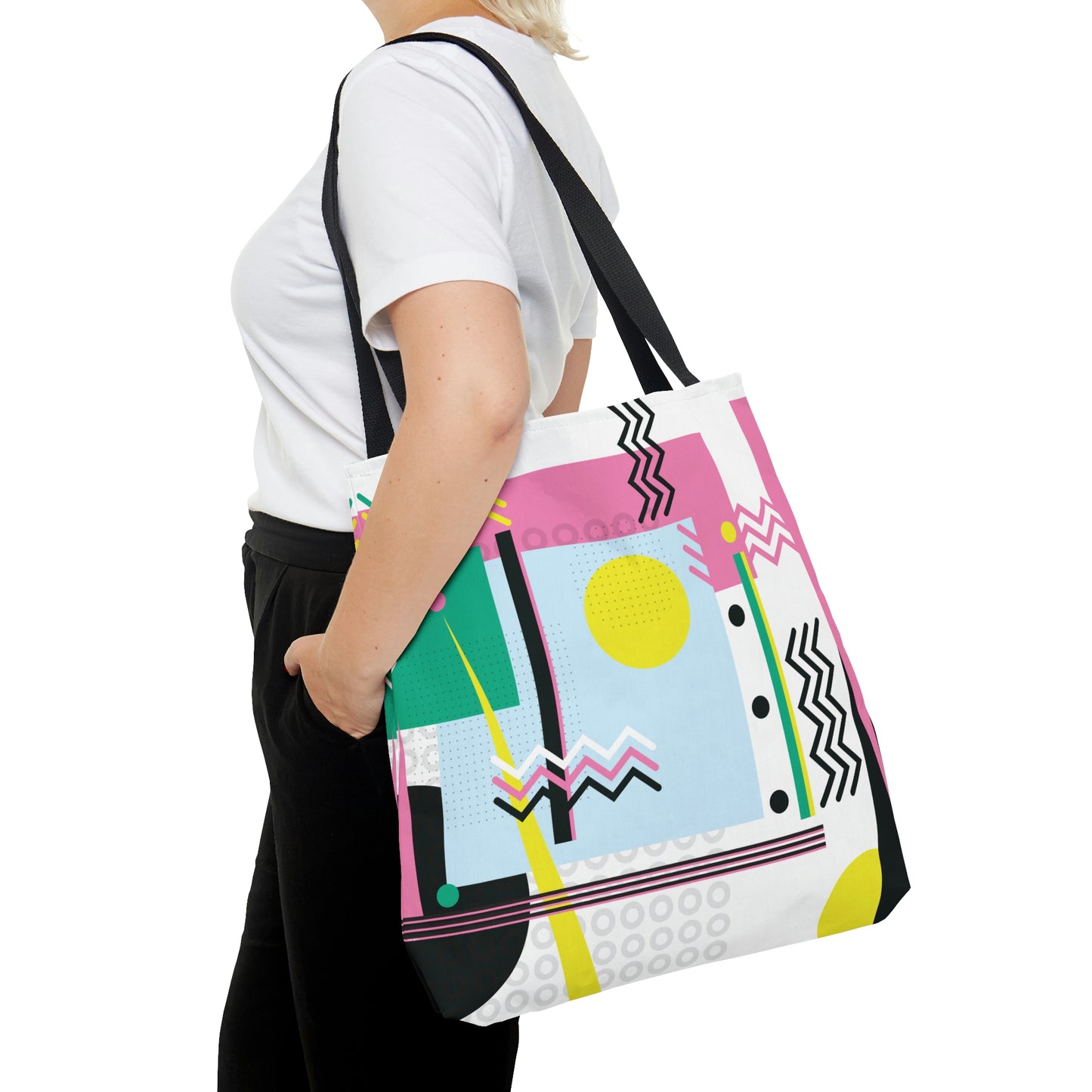 1980s Retro Abstract Graphic Art - Sunset Over Zig Zag - Tote Bag