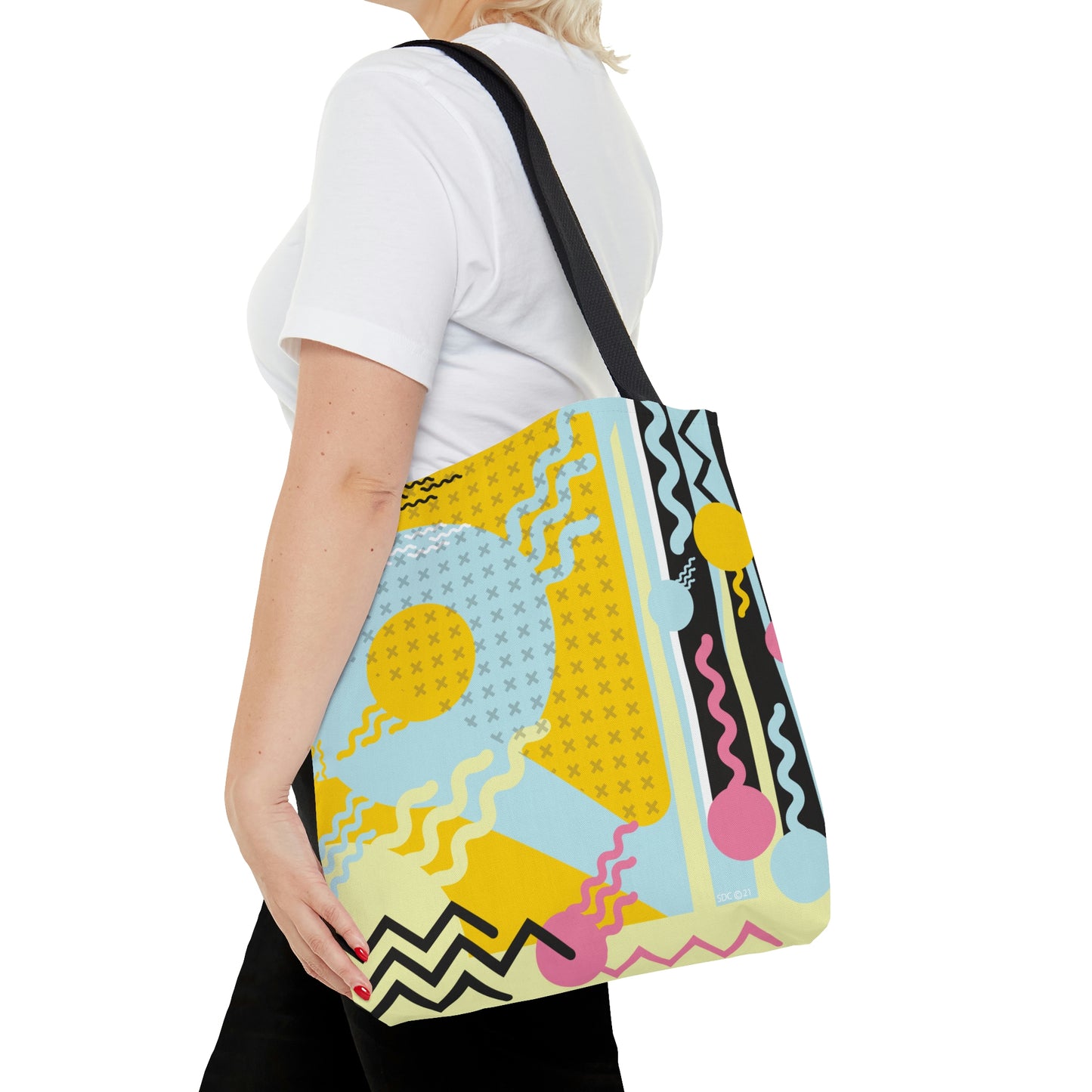 1980s Retro Abstract Graphic Art - Yellow - AOP Tote Bag