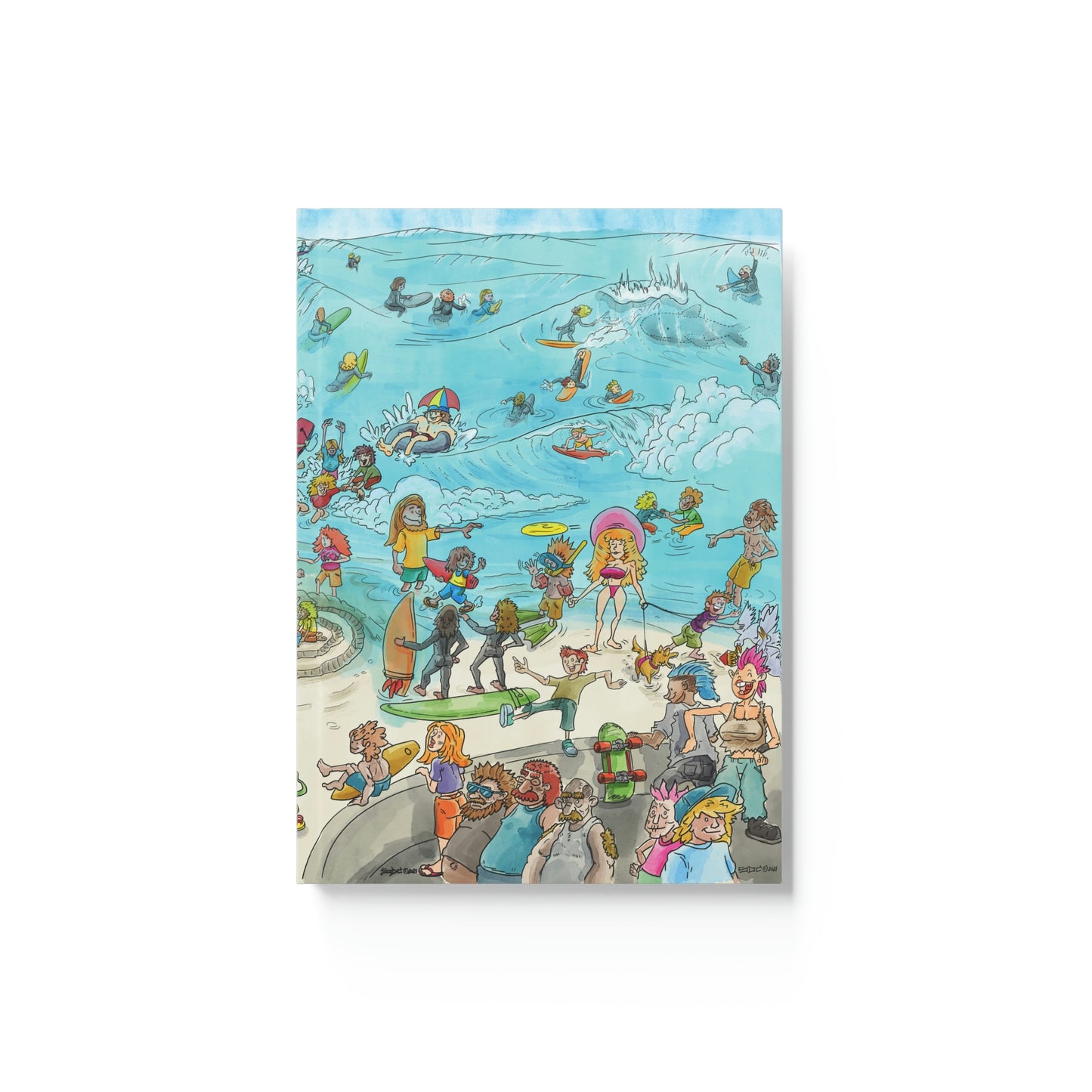 Beach Day Whimsical Illustration - Hard Backed Journal