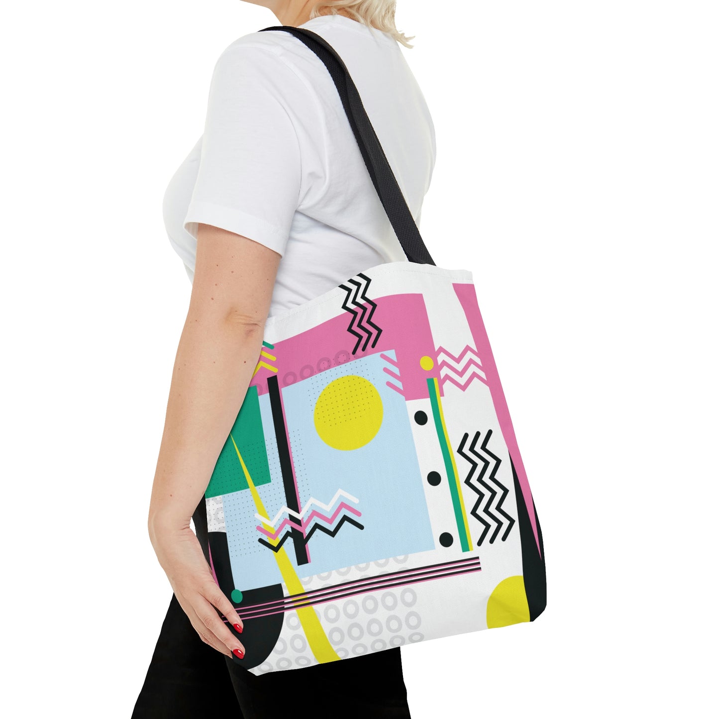 1980s Retro Abstract Graphic Art - Sunset Over Zig Zag - Tote Bag