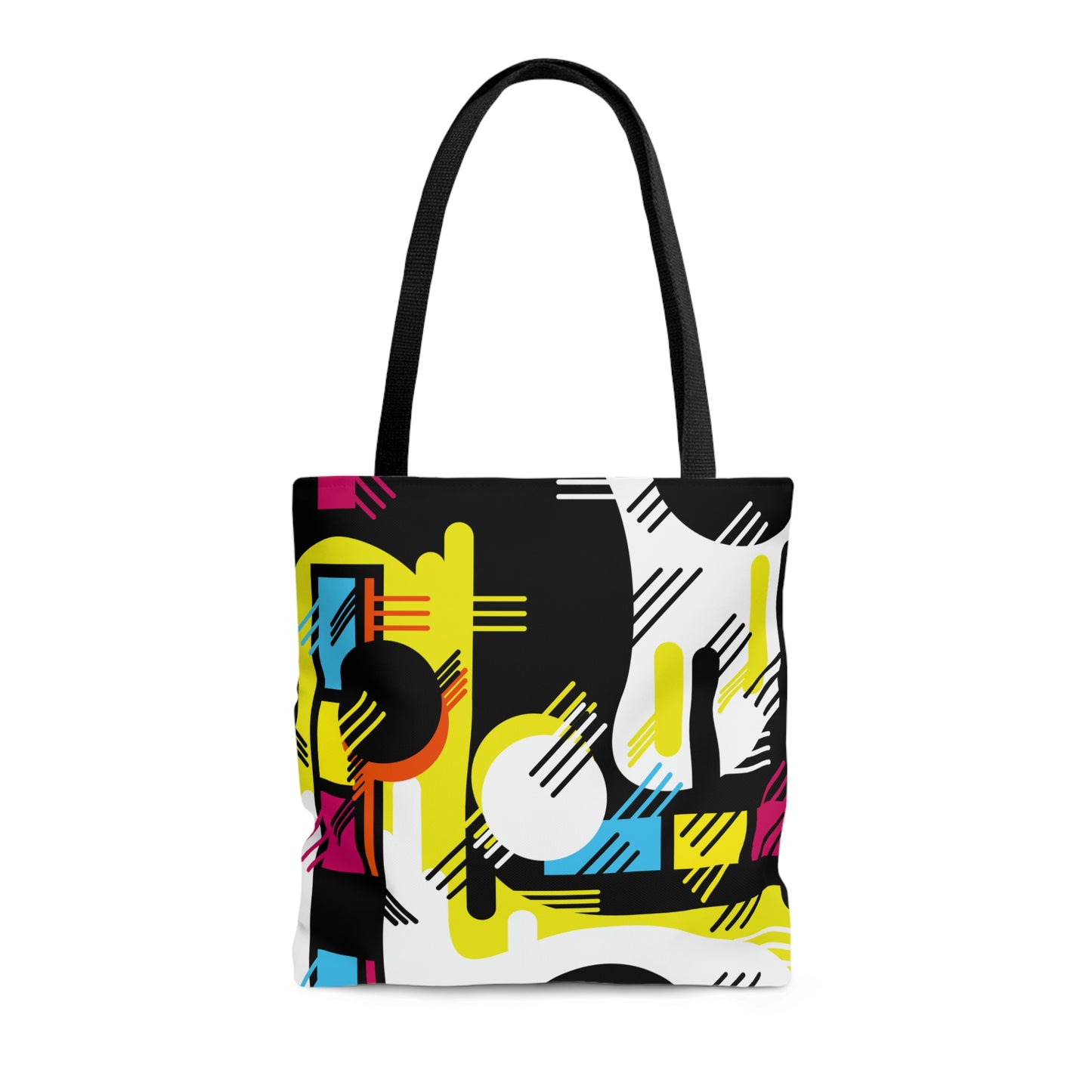Hot Pink Yellow and Black Retro Inspired 1980s Tote Bag