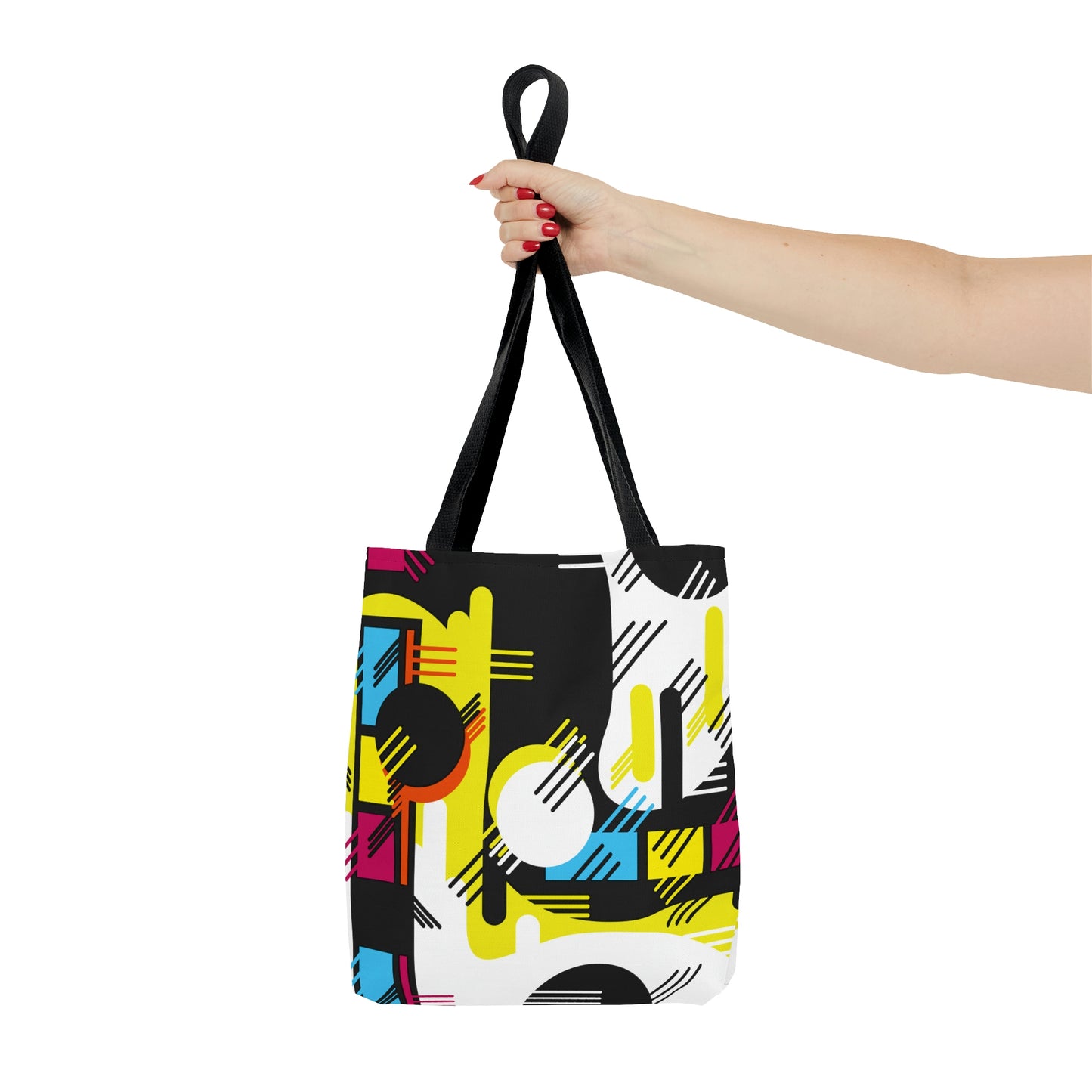 Hot Pink Yellow and Black Retro Inspired 1980s Tote Bag