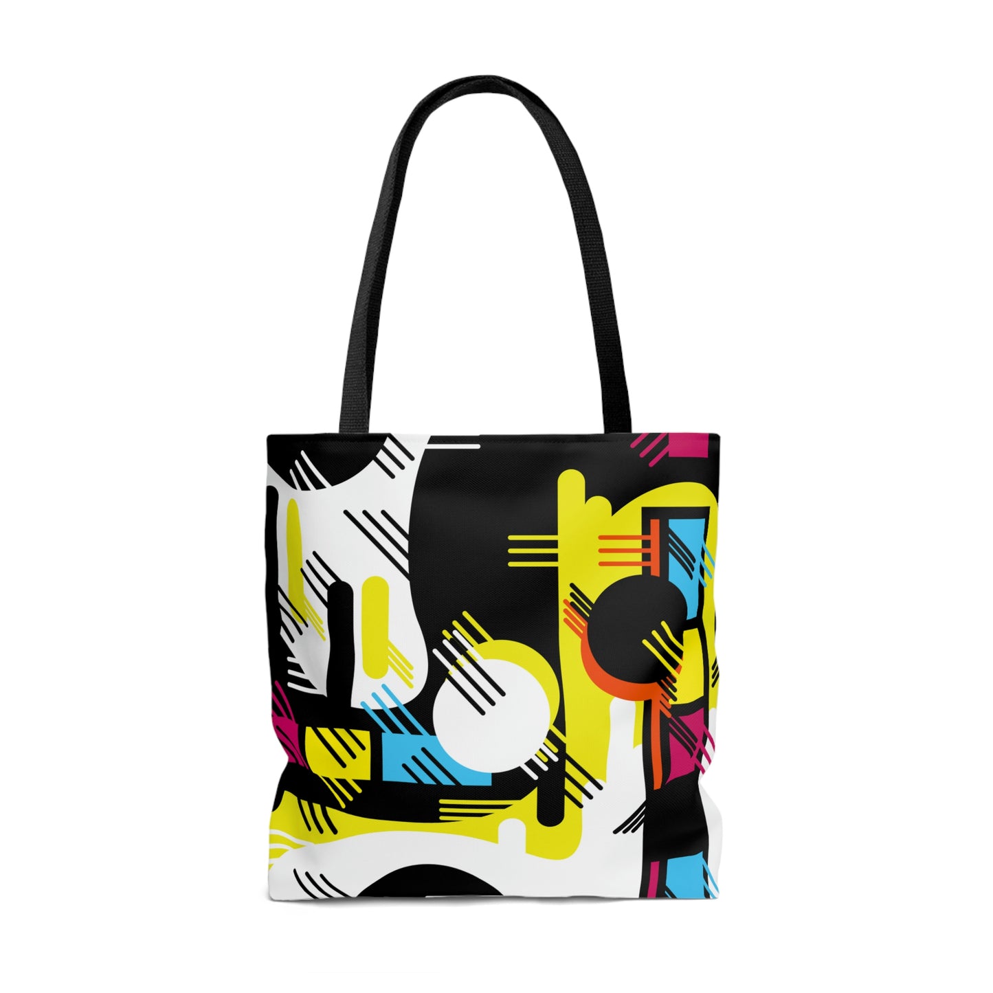 Hot Pink Yellow and Black Retro Inspired 1980s Tote Bag