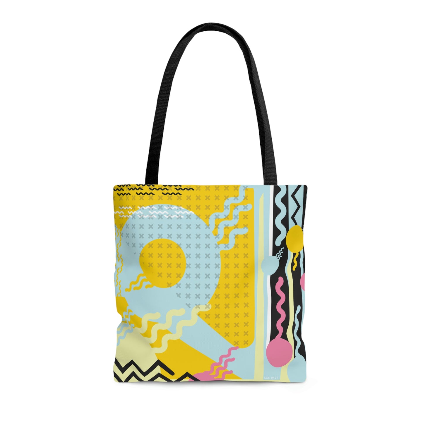 1980s Retro Abstract Graphic Art - Yellow - AOP Tote Bag