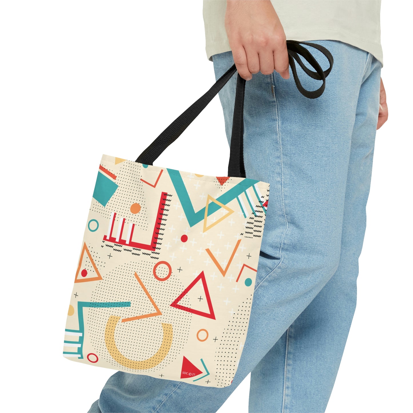 1980s Retro Abstract Graphic Art - Triangles and Circles - Tote Bag